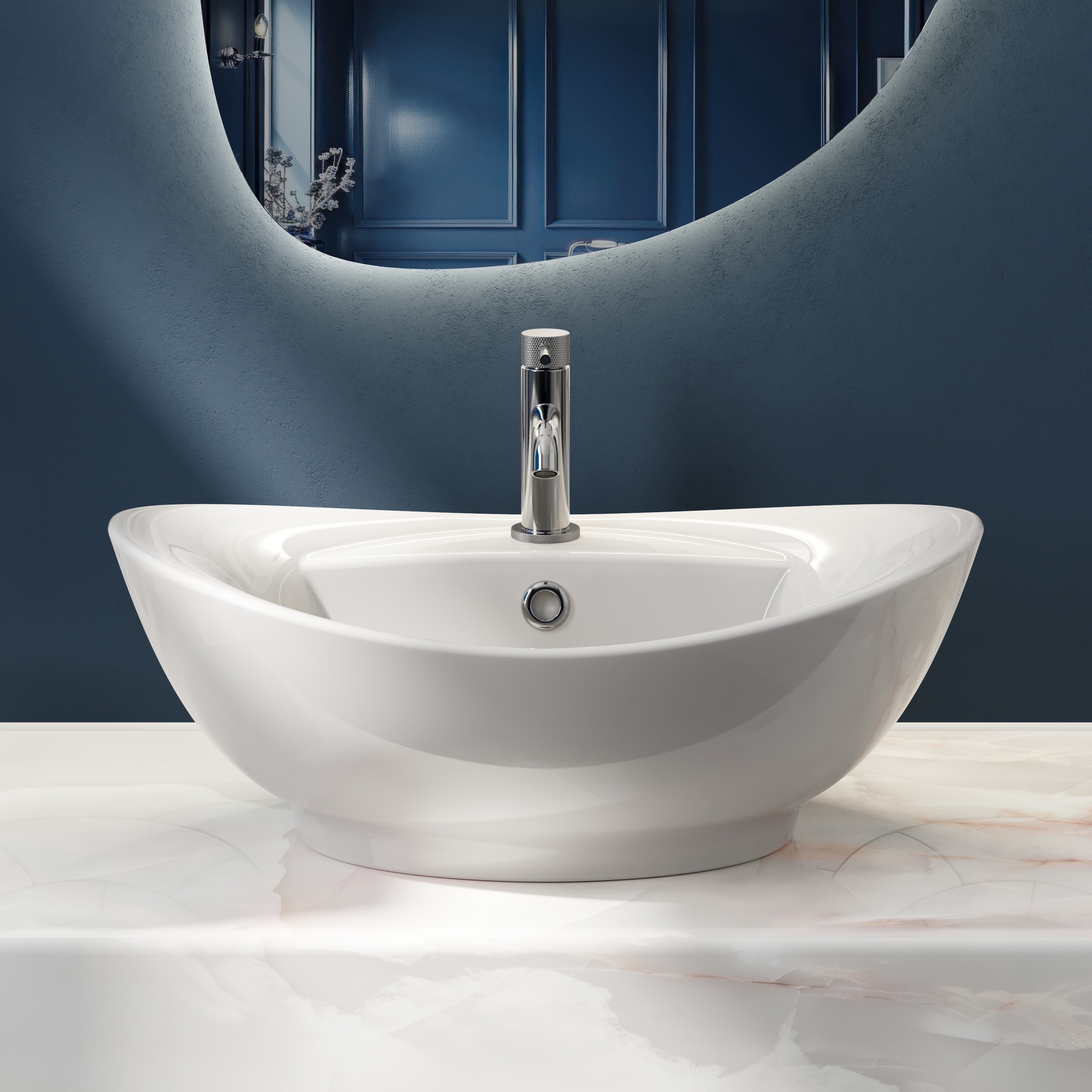Butler & Rose 1 Tap Hole Ceramic Oval Countertop Basin - 590mm