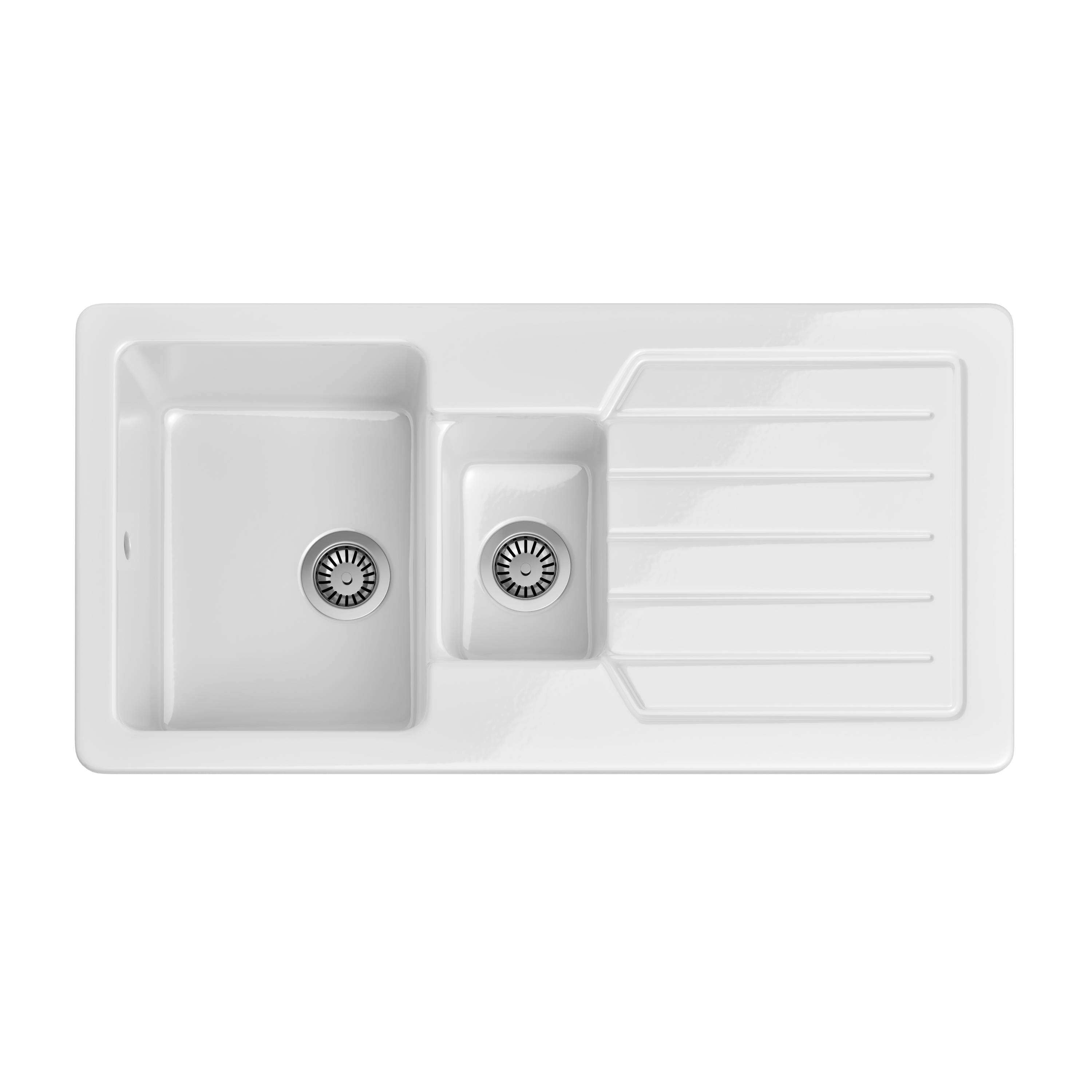 Butler & Rose Farmhouse 1.5 Bowl White Ceramic Kitchen Sink with Reversible Drainer - 1000mm x 500mm