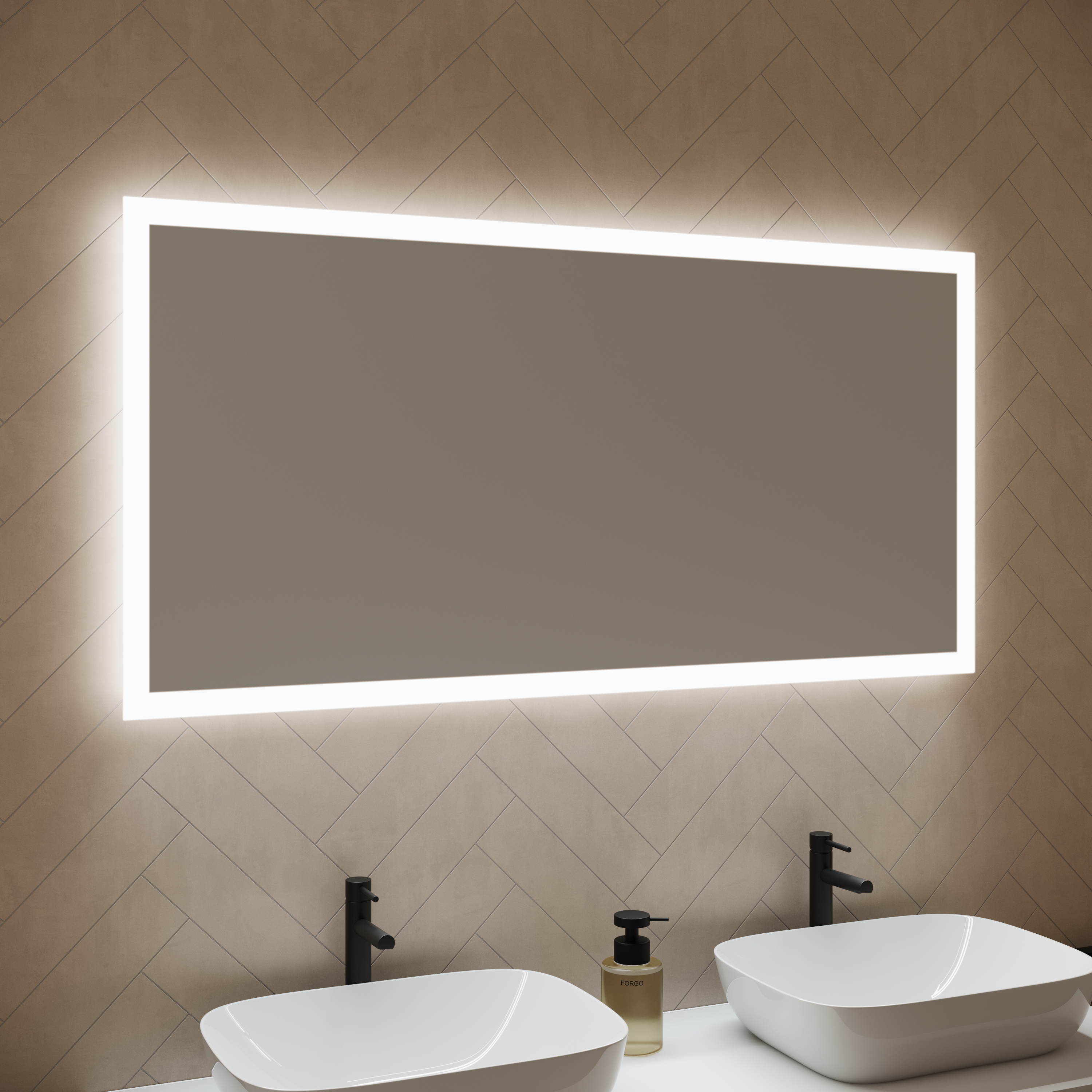 Harbour Glow LED Mirror With Demister Pad & Shaver Socket - 1200 X 600mm