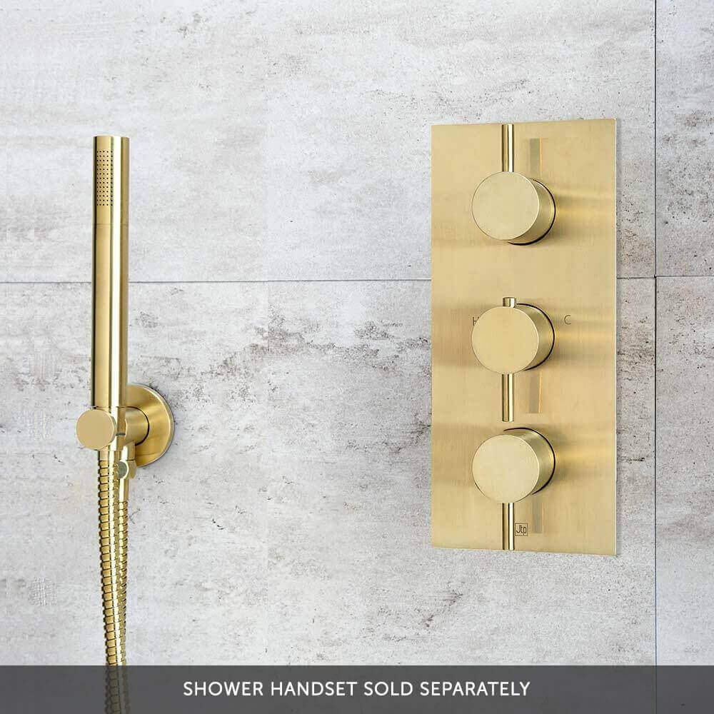 VOS 2 Outlet Concealed Thermostatic Shower Valve - Brushed Brass