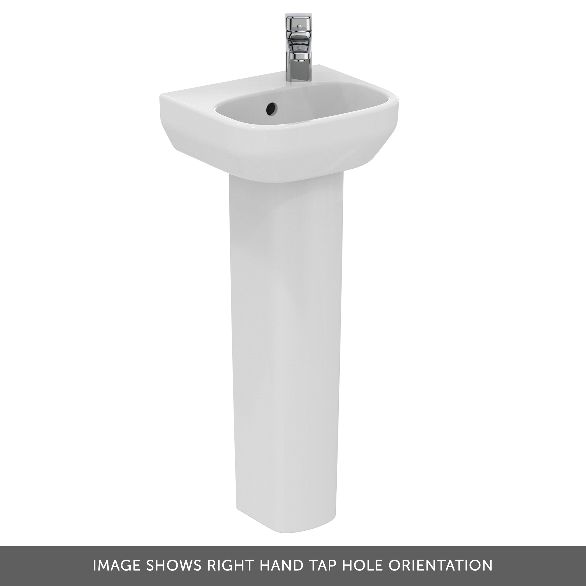 Ideal Standard i.life A 350mm Cloakroom Basin & Pedestal - Left or Right Hand Tap Hole