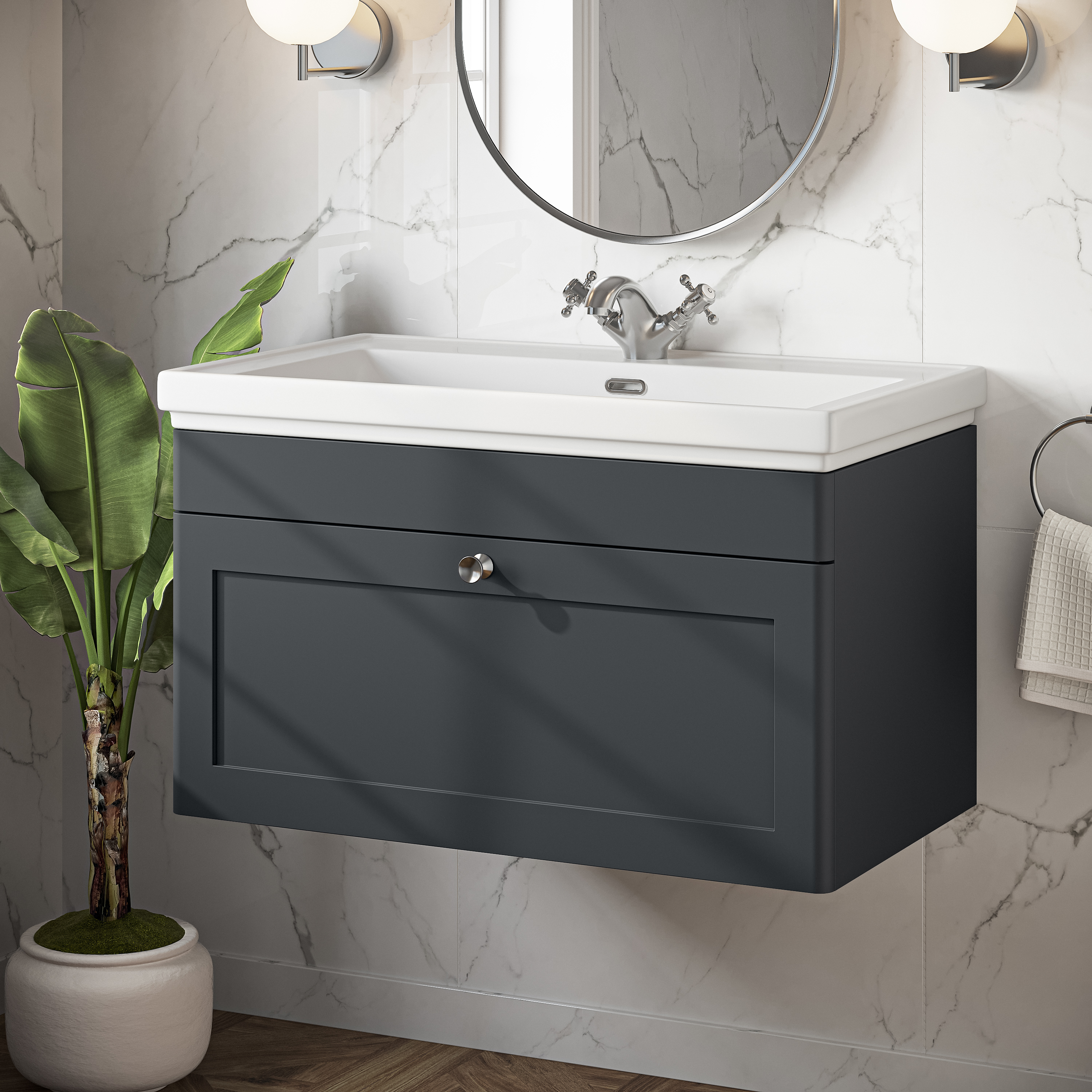 Butler & Rose Ophelia 800mm Wall Mounted 1 Drawer Vanity Unit & Basin