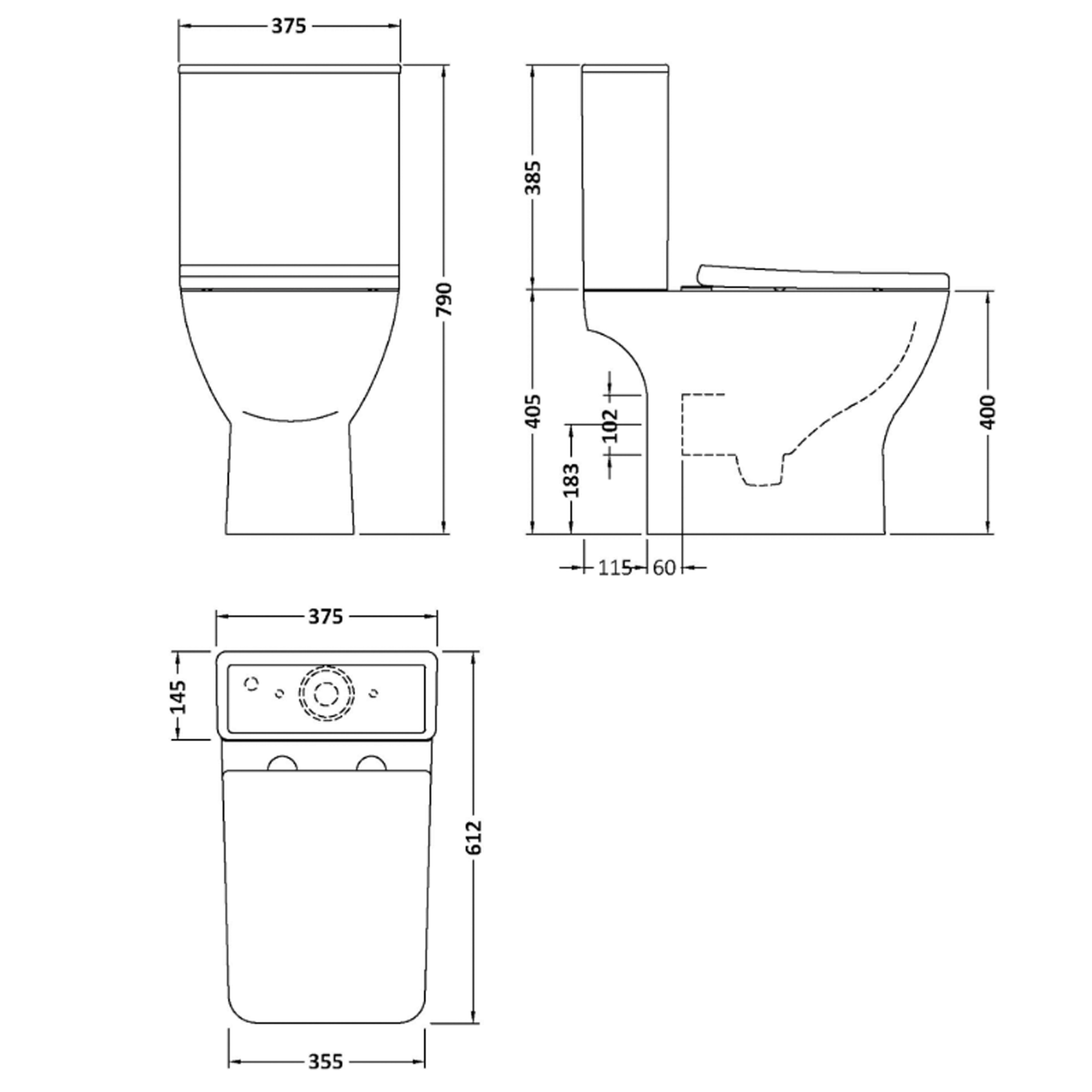 Emily Modern Bathroom Suite with Rimless Toilet 