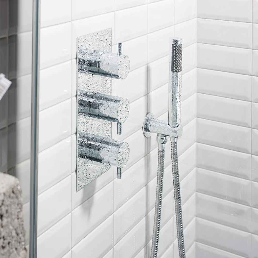 Crosswater Designer Shower Handset with Hose, Wall Outlet & Integrated Holder
