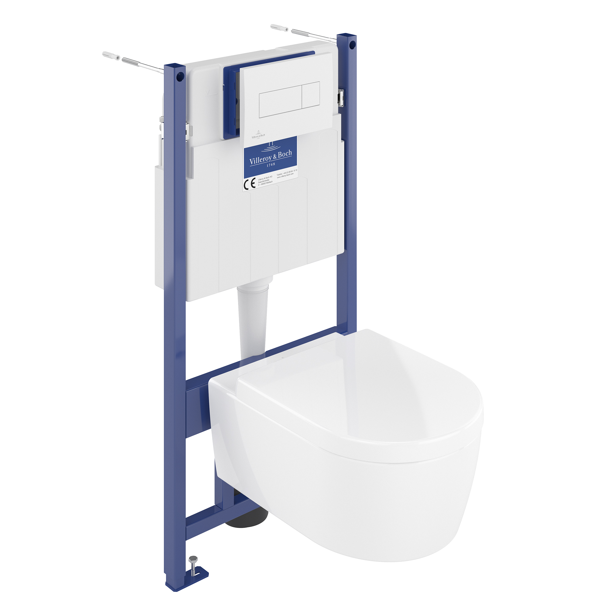 Villeroy & Boch ViConnect Pro S Frame with Arto Wall Mounted Rimless Toilet, Flush Plate & Soft Close Toilet Seat