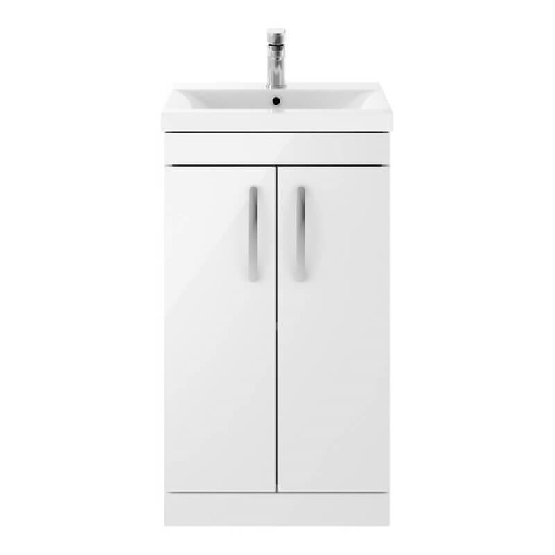 Emily 1000mm Combination Bathroom Toilet & 2 Door Sink Unit - Gloss White