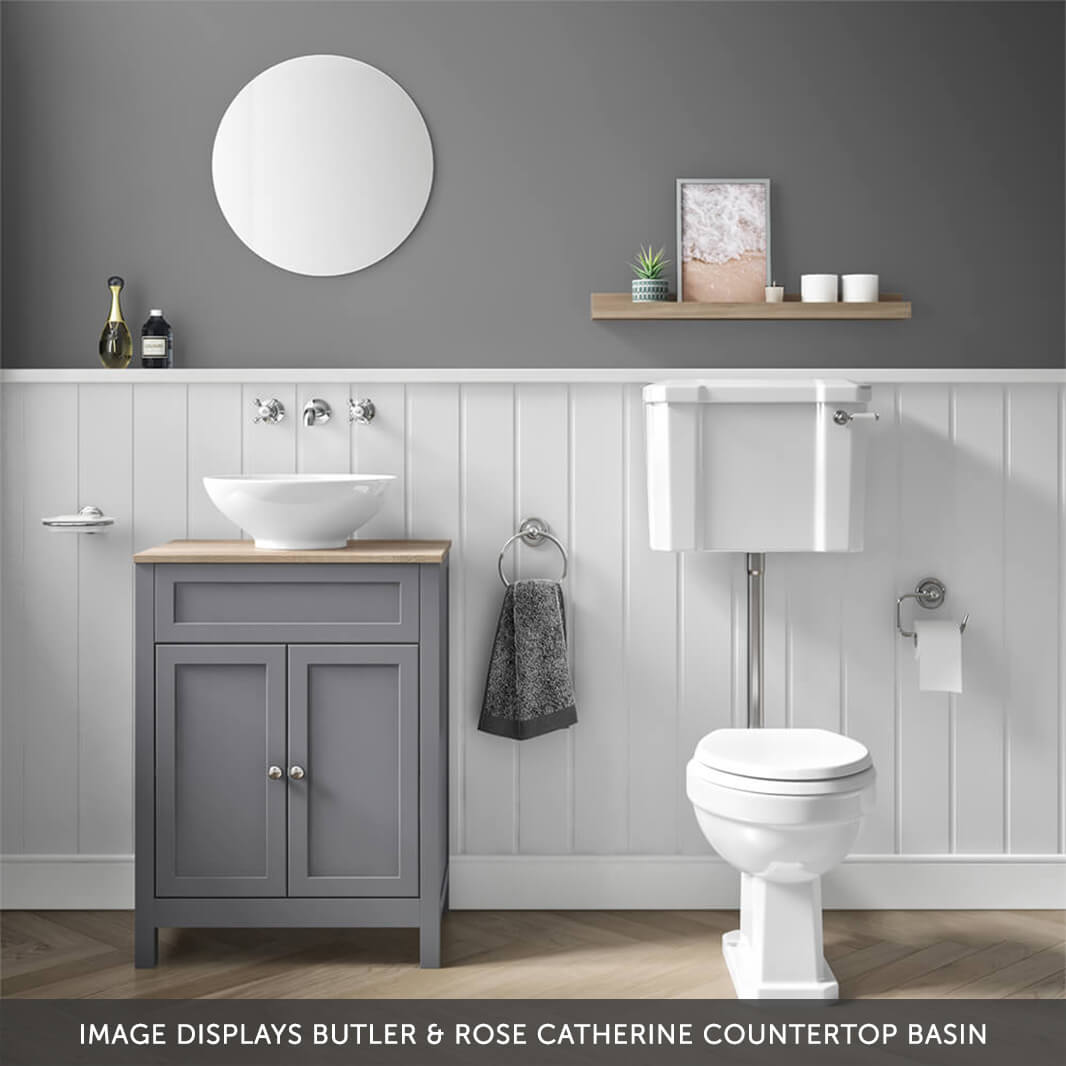 Butler & Rose Catherine 600mm Floorstanding Vanity Unit with Country Oak-Effect Countertop