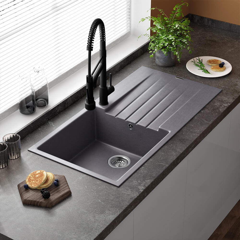 Reginox Harlem 1 Bowl Granite Composite Kitchen Sink & Waste Kit - 1000 x 500mm