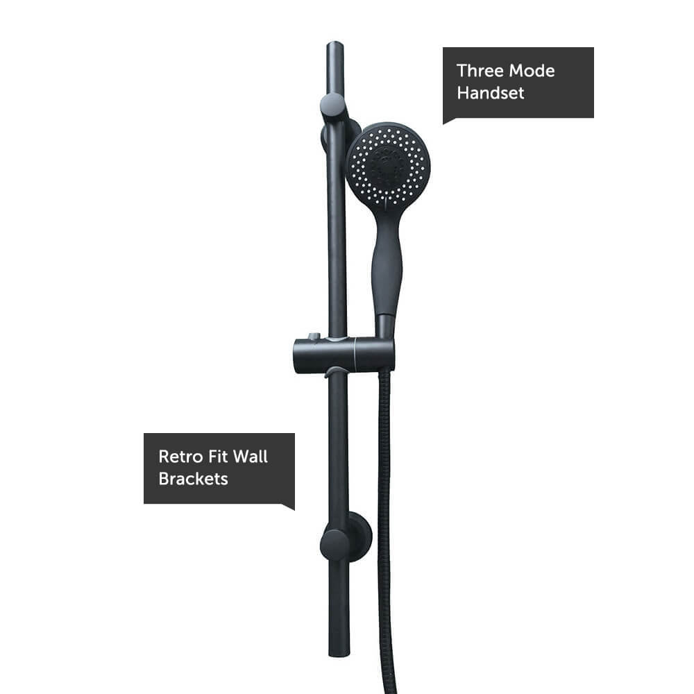 Drench Noir Matt Black Shower Retro Fit Riser Rail