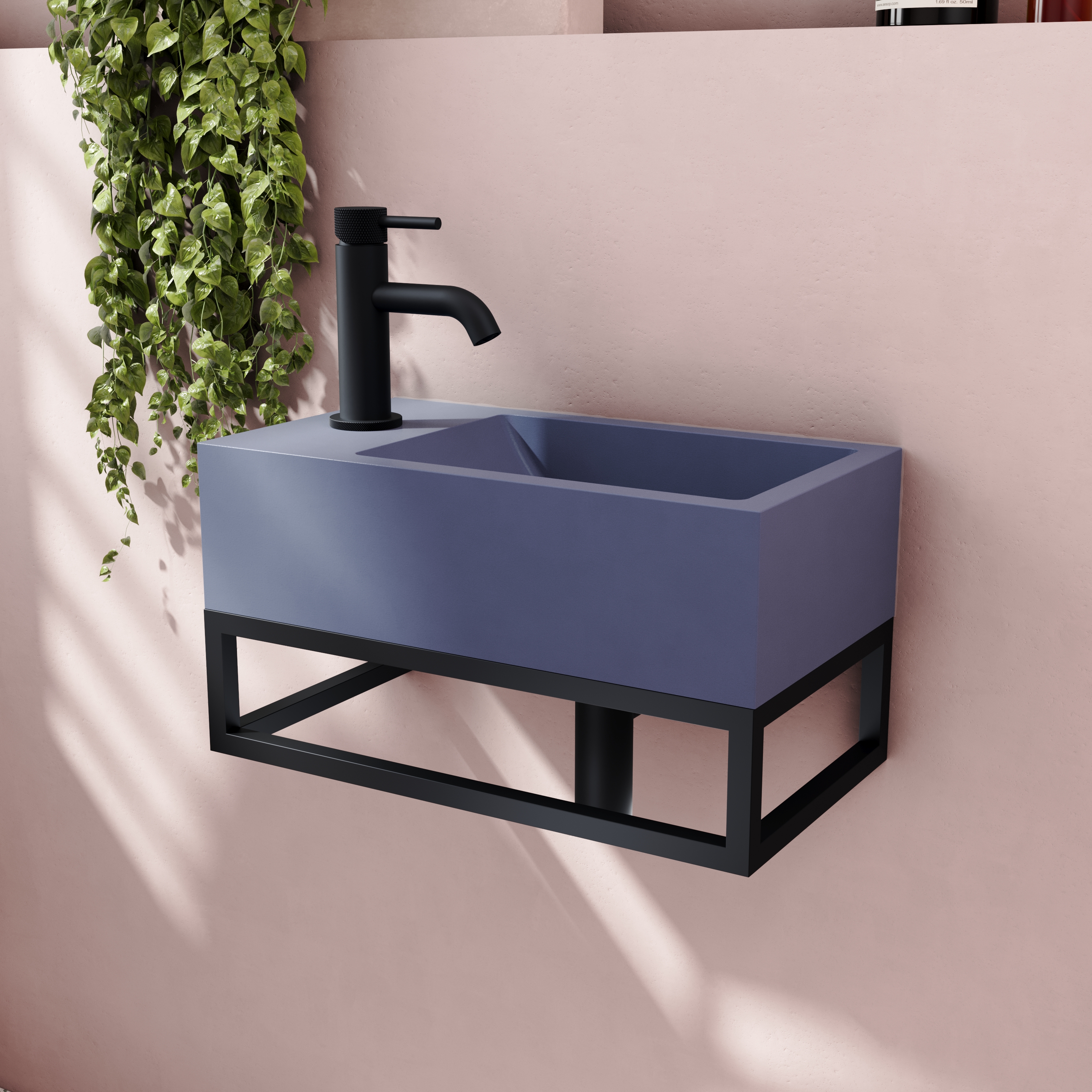 Harbour Matt Black Basin Frame for Harbour Concrete 400mm Wall Hung Basin