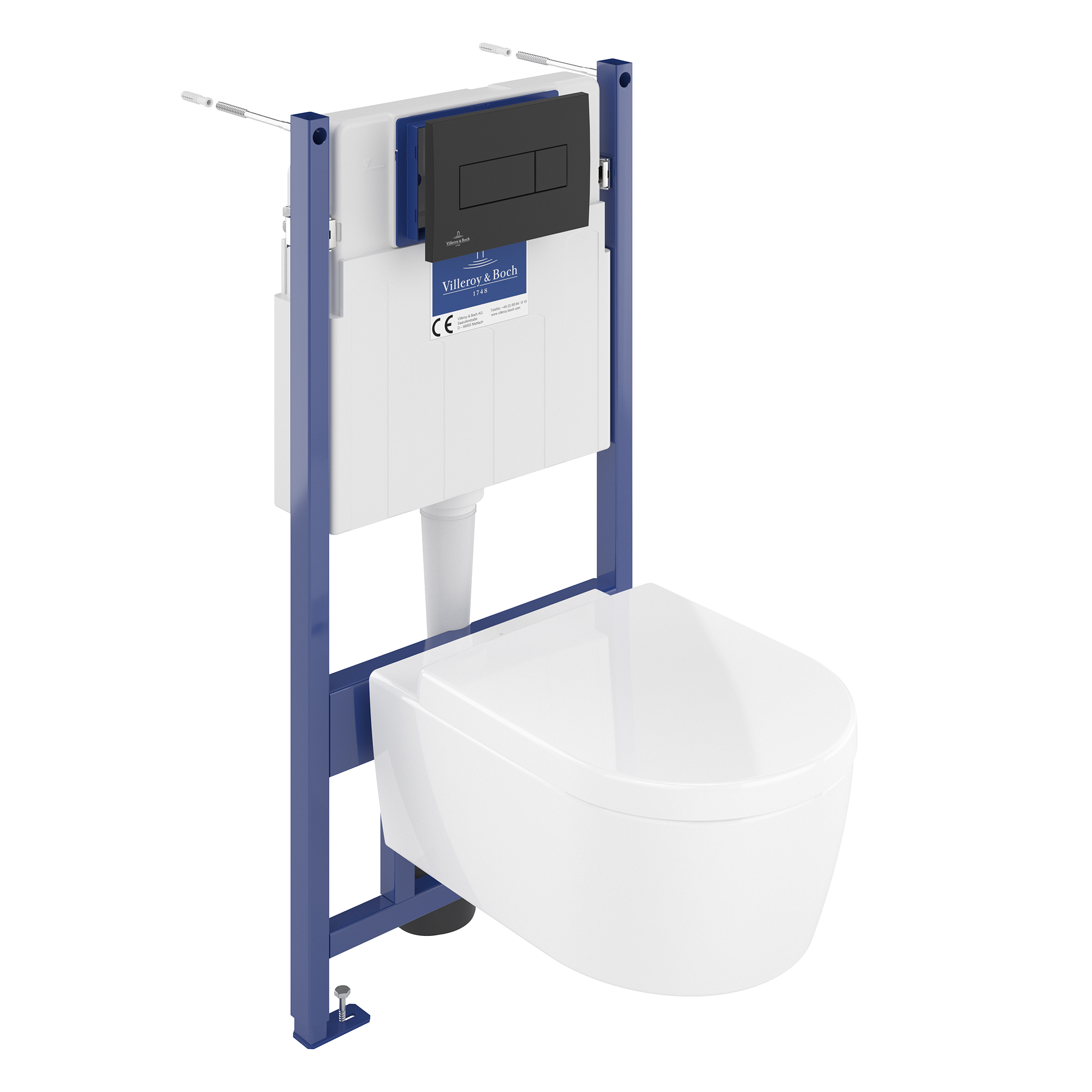 Villeroy & Boch ViConnect Pro S Frame with Arto Wall Mounted Rimless Toilet, Flush Plate & Soft Close Toilet Seat