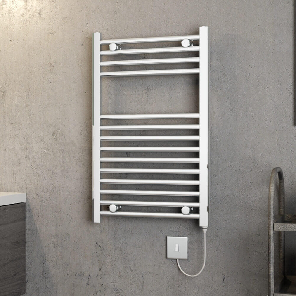 Brenton Apollo Electric Straight Chrome Heated Towel Rail - 800 x 500mm