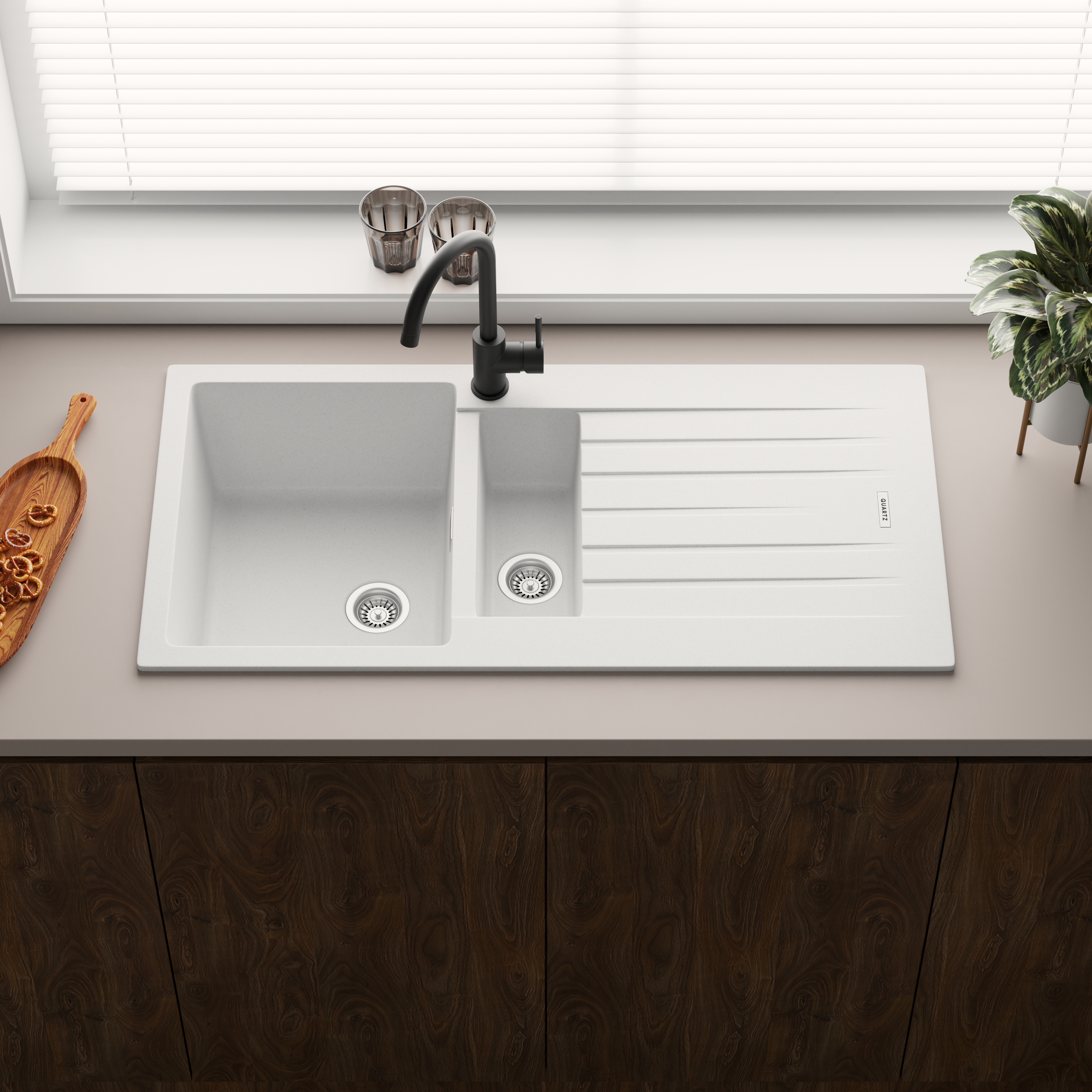 Vellamo Horizon 1.5 Bowl Granite Composite Kitchen Sink & Waste - 1000 x 500mm