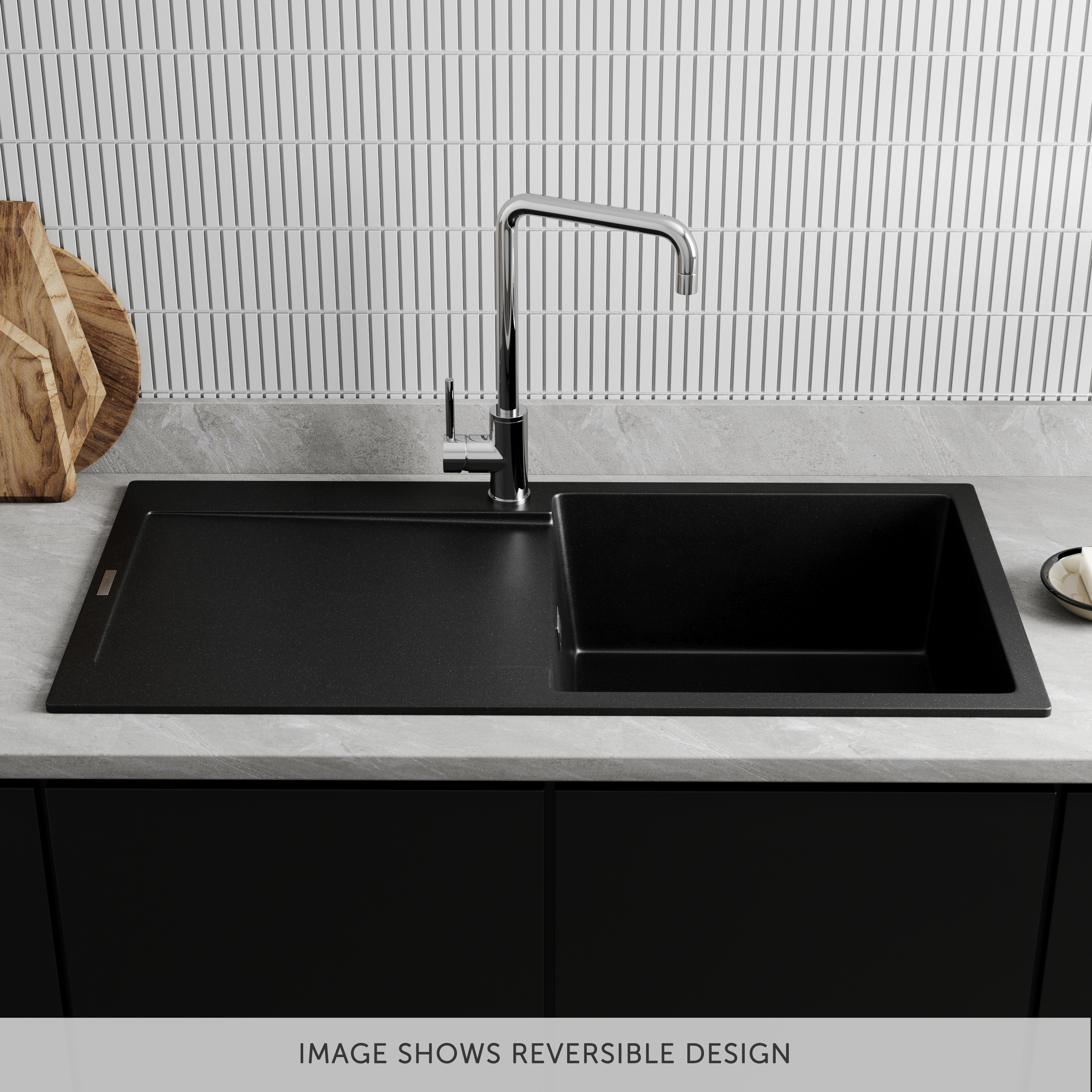 Vellamo Rocca Large 1 Bowl Granite Composite Inset Kitchen Sink & Waste - 1000 x 500mm
