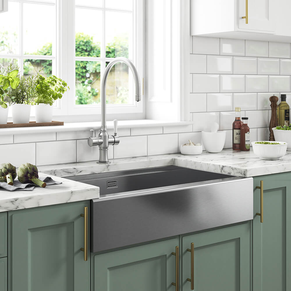 Clearwater Infinity Smart Butler Large Single Bowl Brushed Stainless Steel Kitchen Sink & Waste - 800 x 510mm