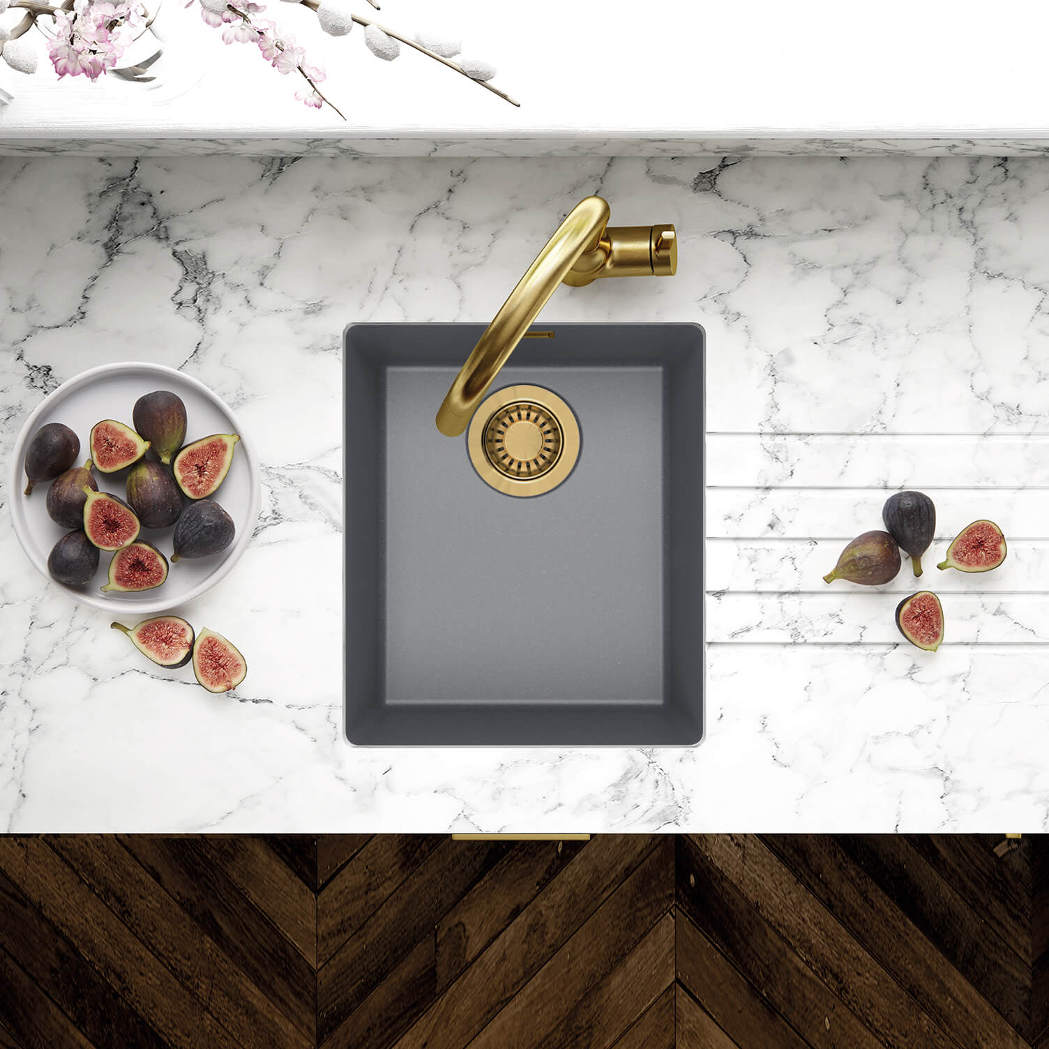 Clearwater Siena Compact 1 Bowl Granite Composite Inset or Undermount Kitchen Sink & Waste - 370 x 460mm