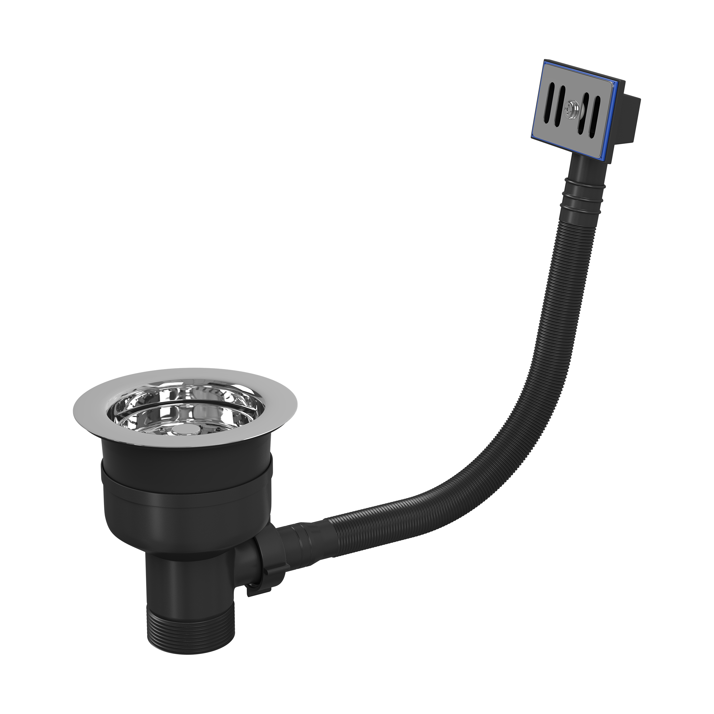 Top-Fix 90mm Basket Strainer Kitchen Sink Waste, Overflow Pipework & Cover