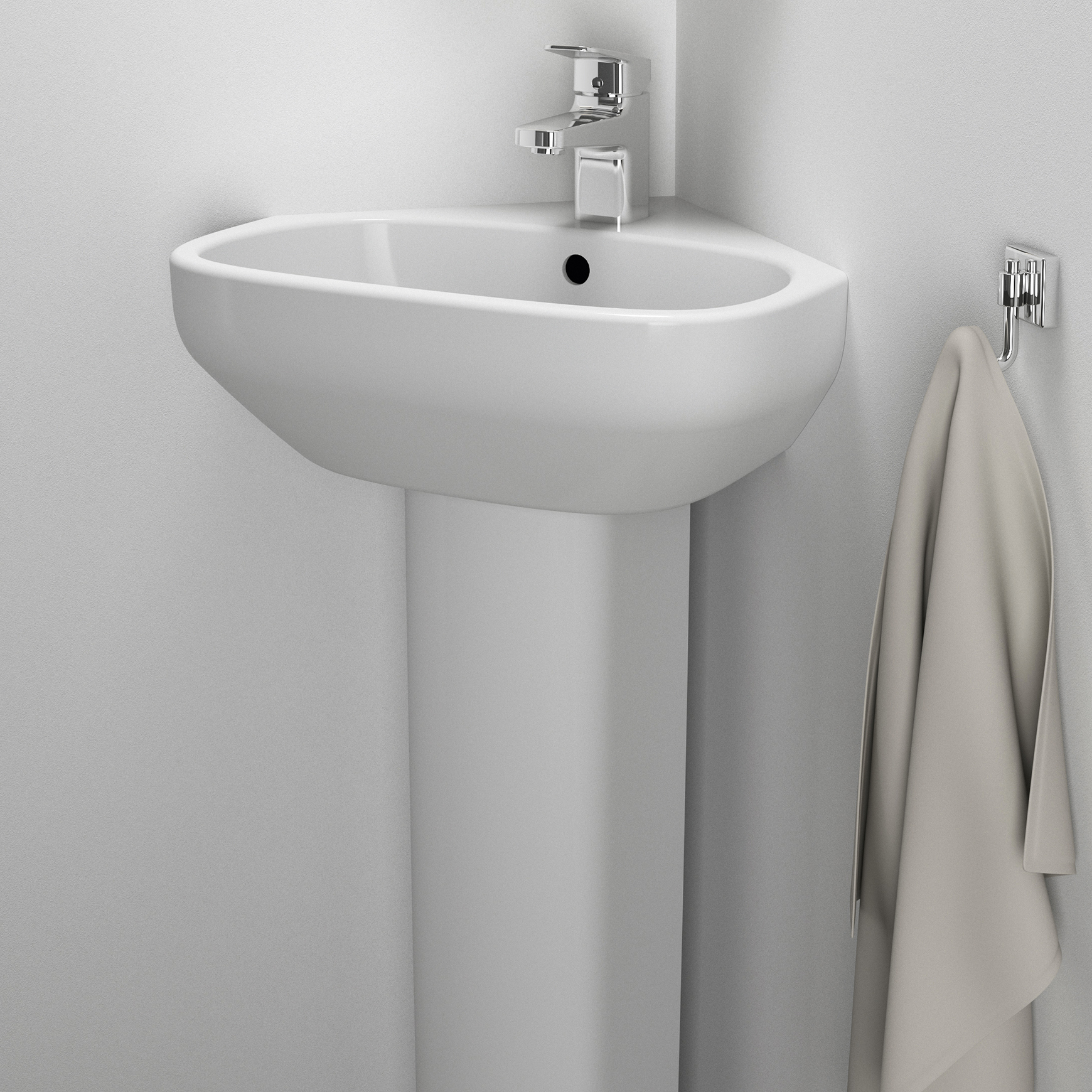 Ideal Standard i.life A Corner 450mm Cloakroom Basin & Full Pedestal