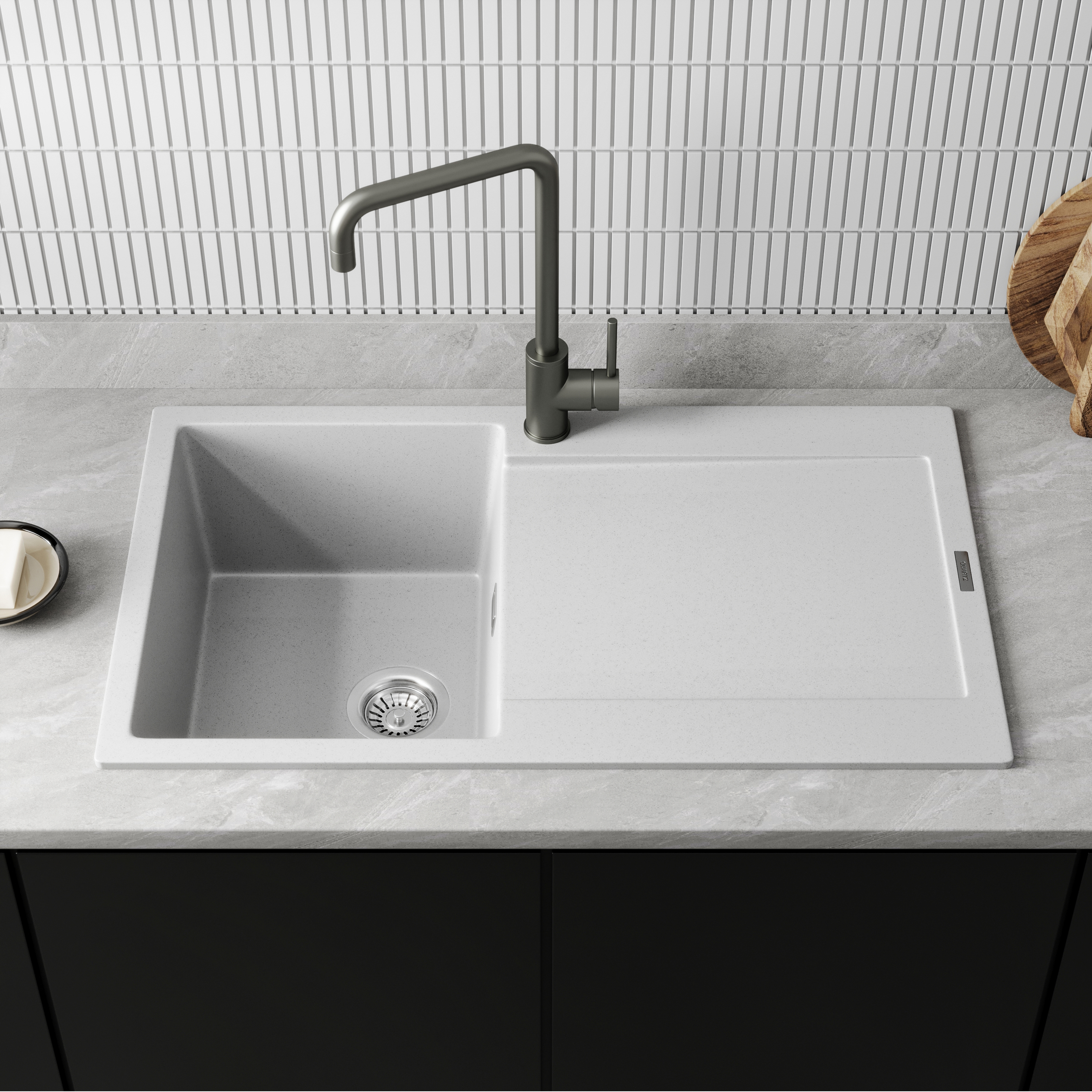 Vellamo Rocca Compact 1 Bowl Granite Composite Inset Kitchen Sink & Waste - 860 x 500mm