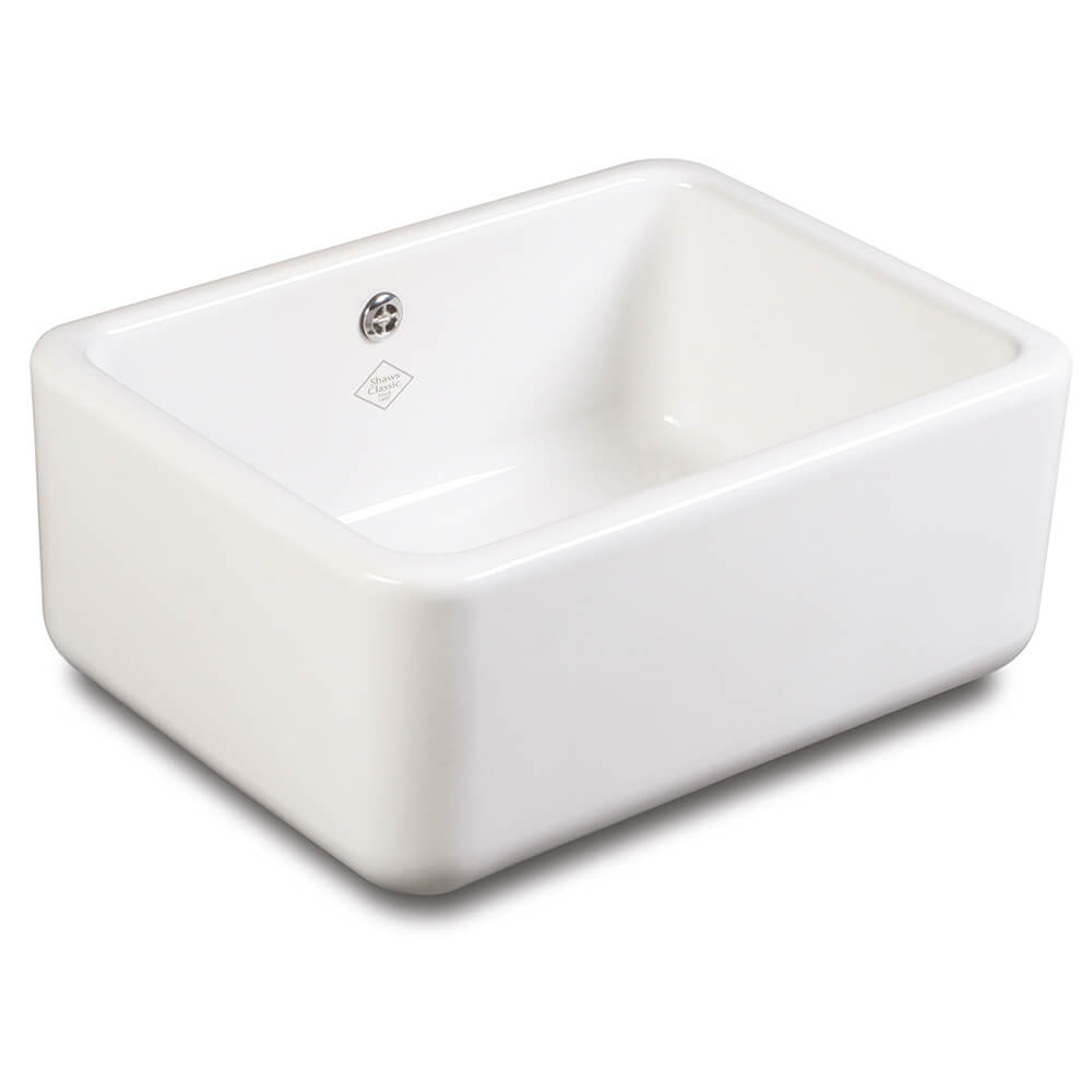 Shaws Contemporary Butler White Ceramic Single Bowl Kitchen Sink - 595mm x 460mm