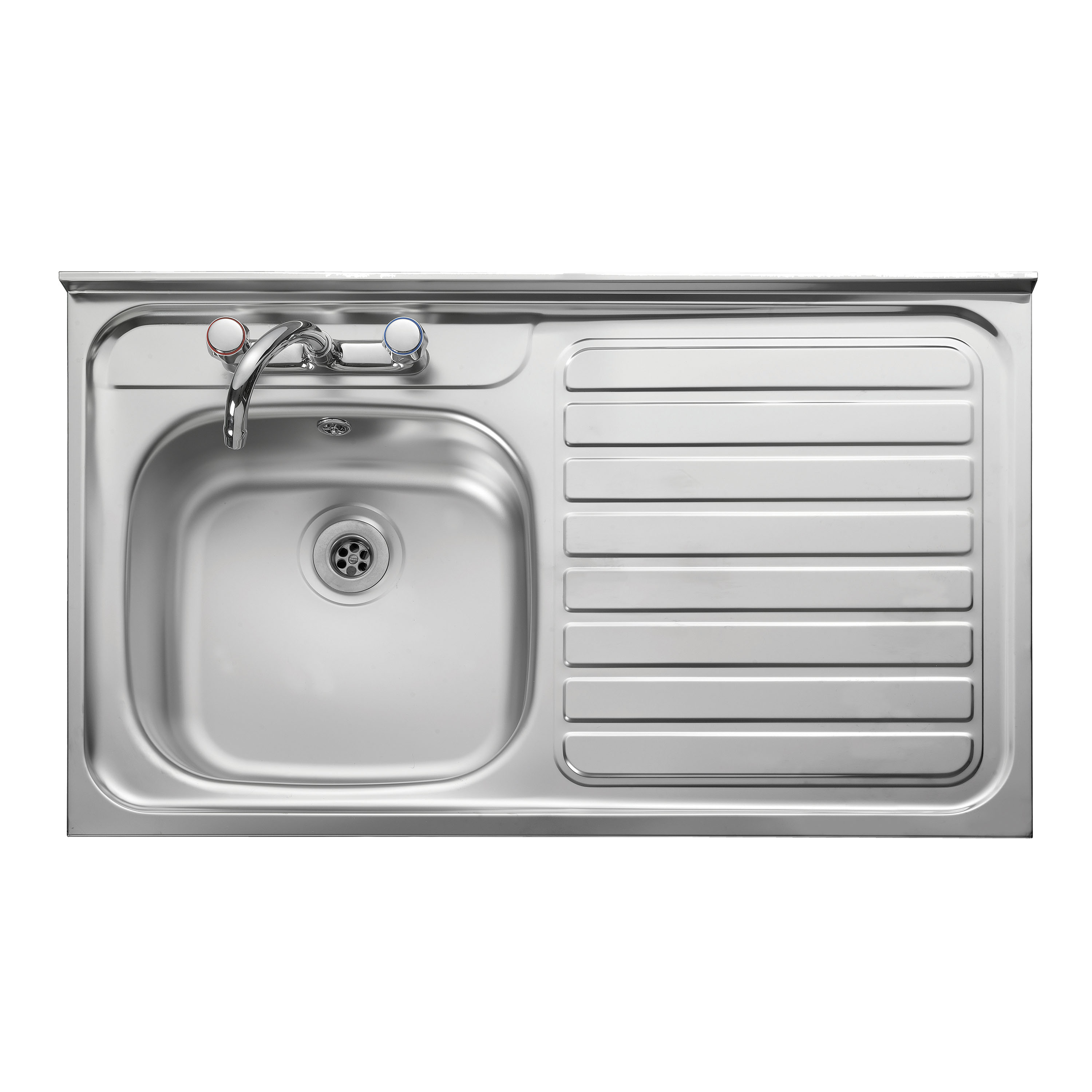 Clearwater Contract Lay-on Single Bowl Stainless Steel Sink with 2 Tap Holes & Square Front - 1000 x 600mm
