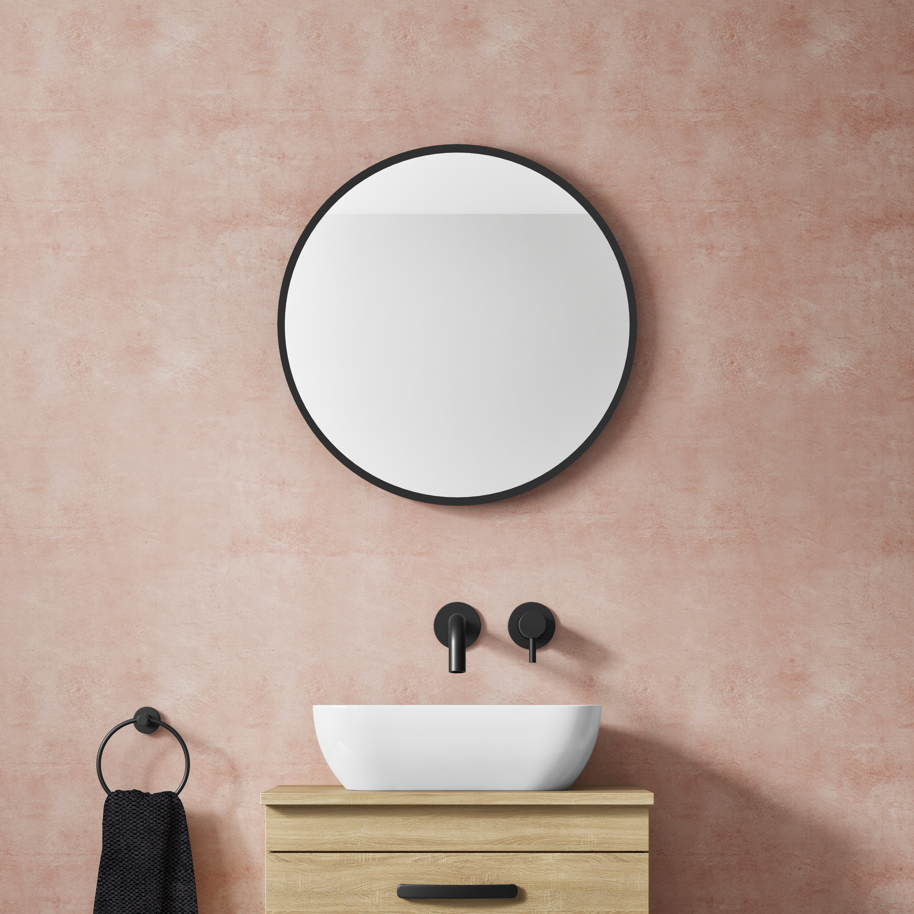 VOS Round Framed Mirror - 600mm