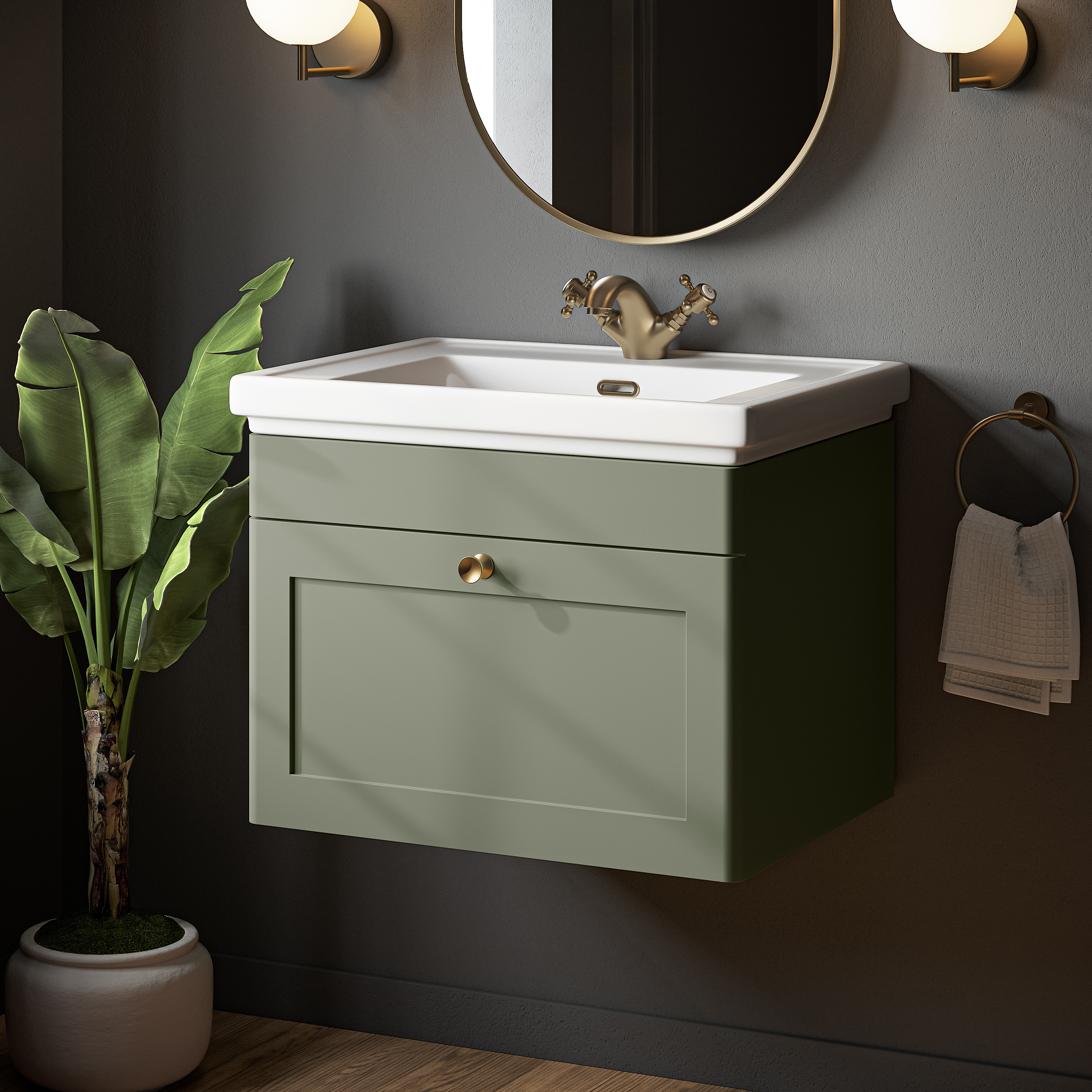 Butler & Rose Ophelia 600mm Wall Mounted 1 Drawer Vanity Unit & Basin