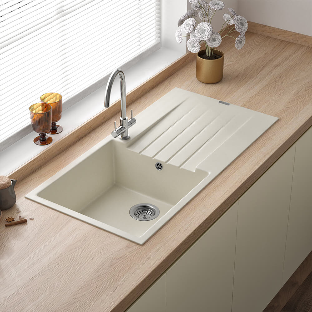 Reginox Harlem 1 Bowl Granite Composite Kitchen Sink & Waste Kit - 1000 x 500mm