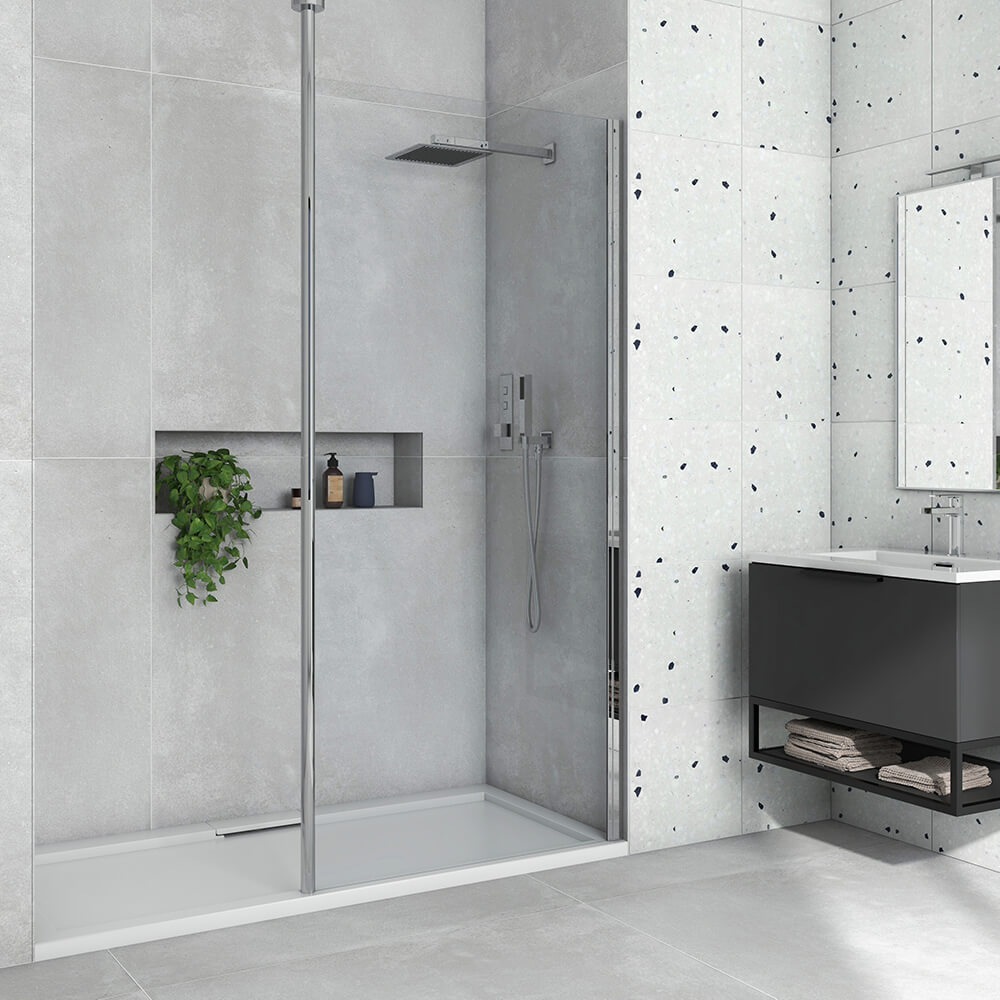 Harbour i8 8mm 2m Tall Easy Clean Wetroom Panel & Vertical Ceiling Post