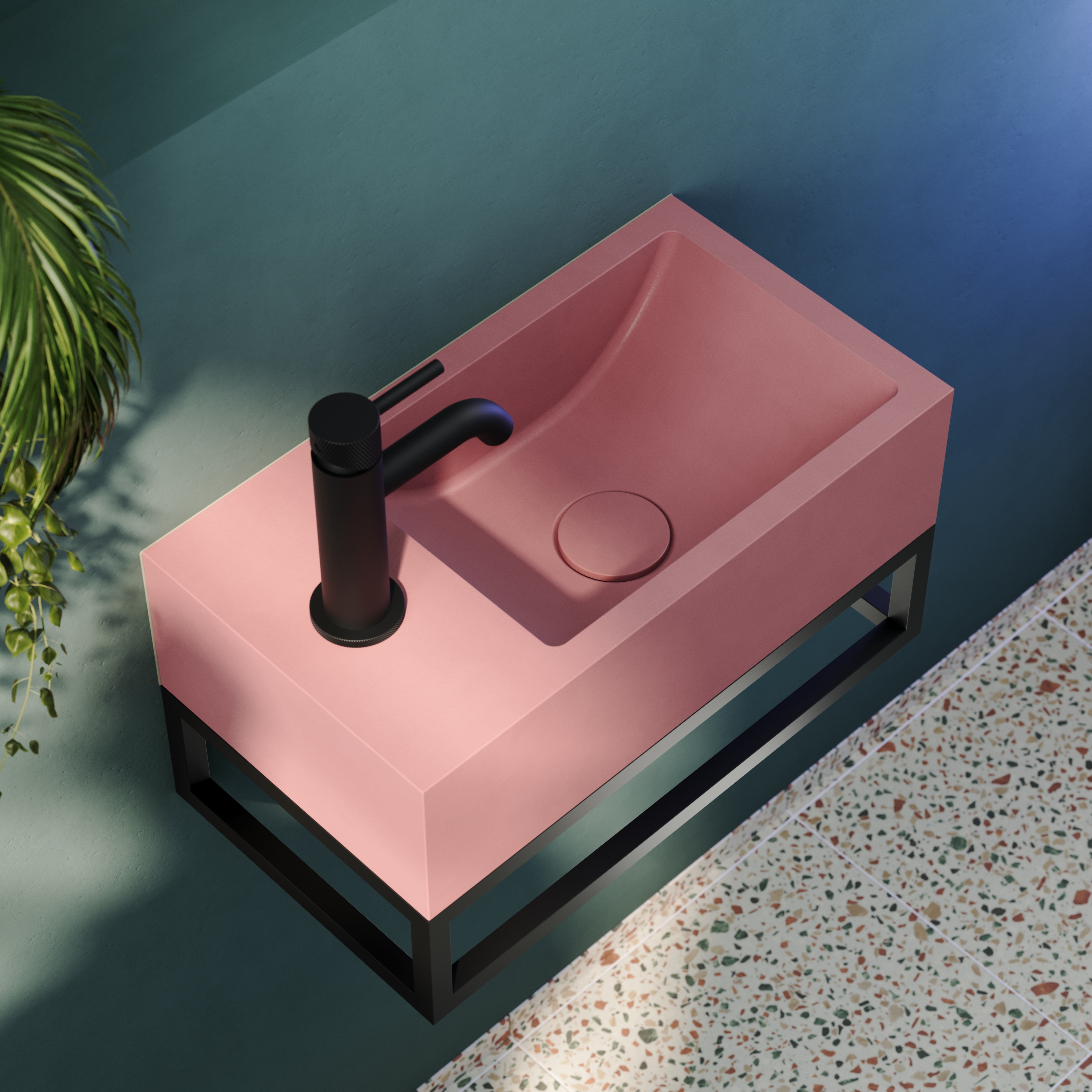 Harbour Matt Black Basin Frame for Harbour Concrete 400mm Wall Hung Basin