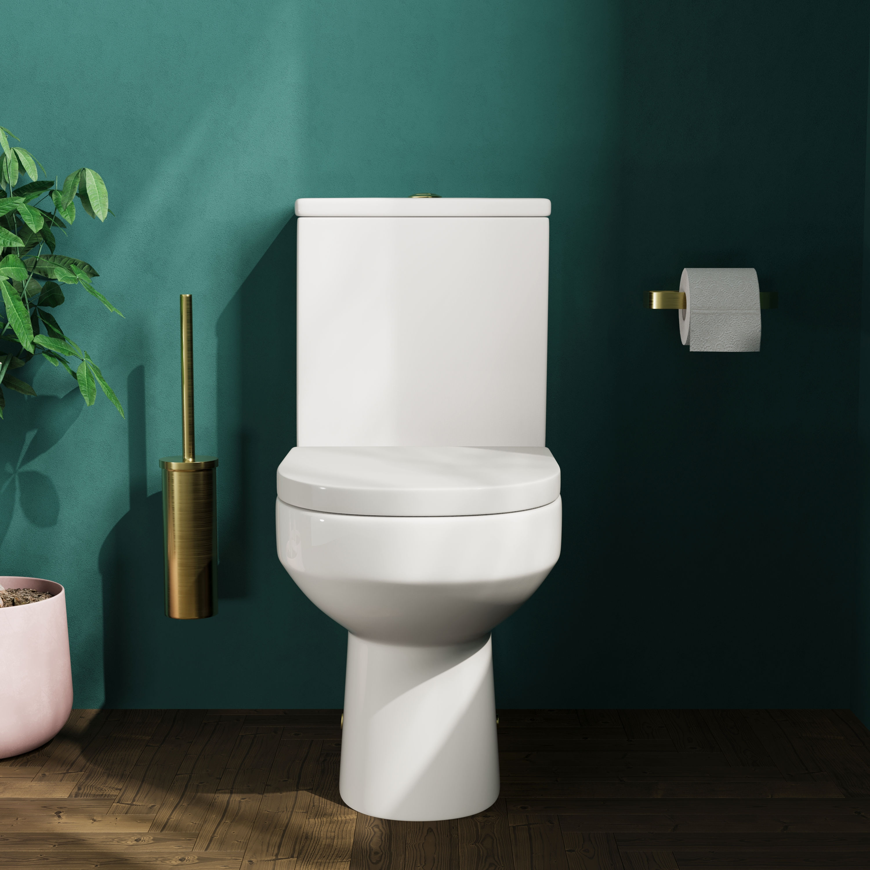 Lorraine Rimless Back To Wall Close Coupled Toilet & Soft Close Seat