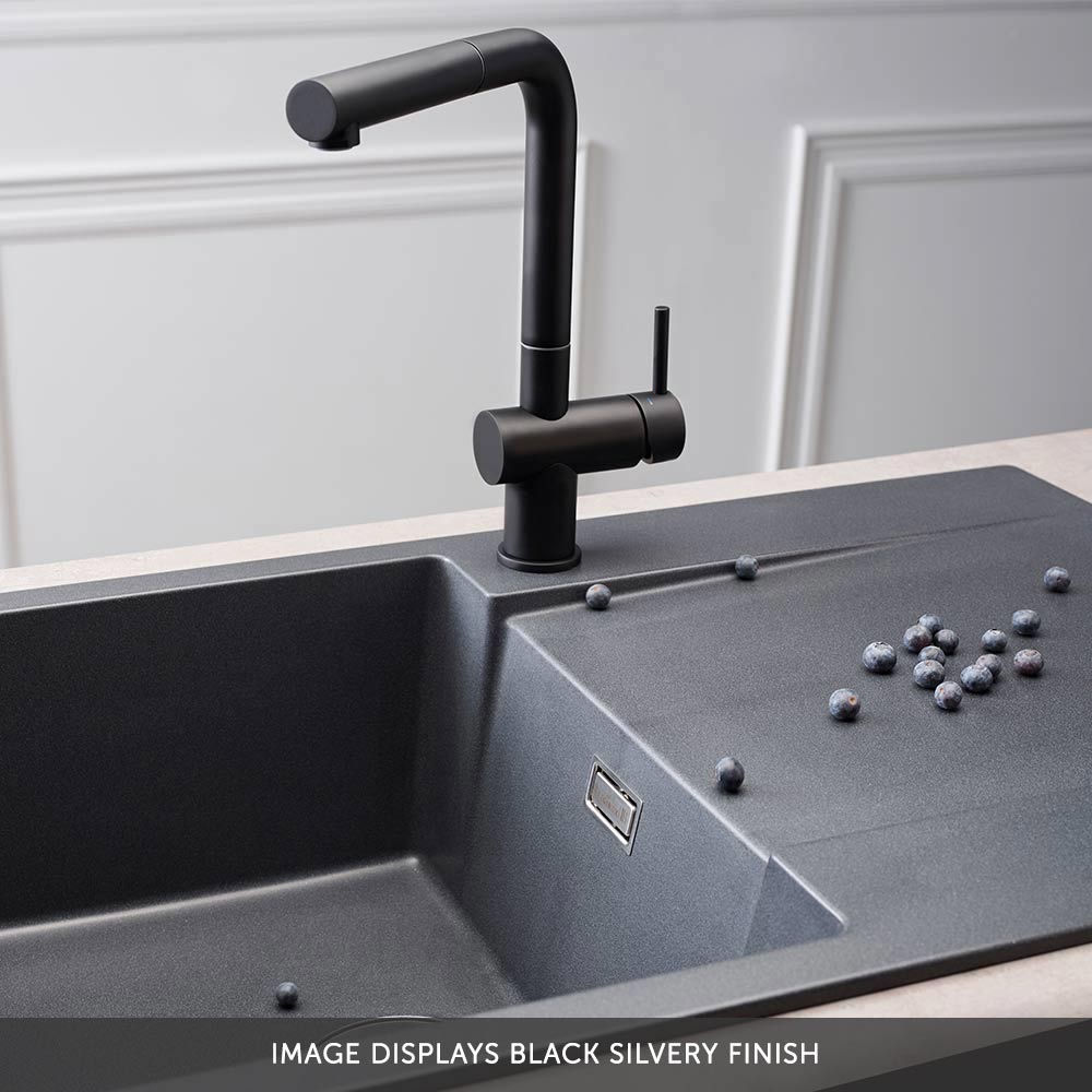 Reginox Amsterdam Compact Single Bowl Granite Composite Kitchen sink & Waste Kit with Reversible Drainer - 860 x 500mm