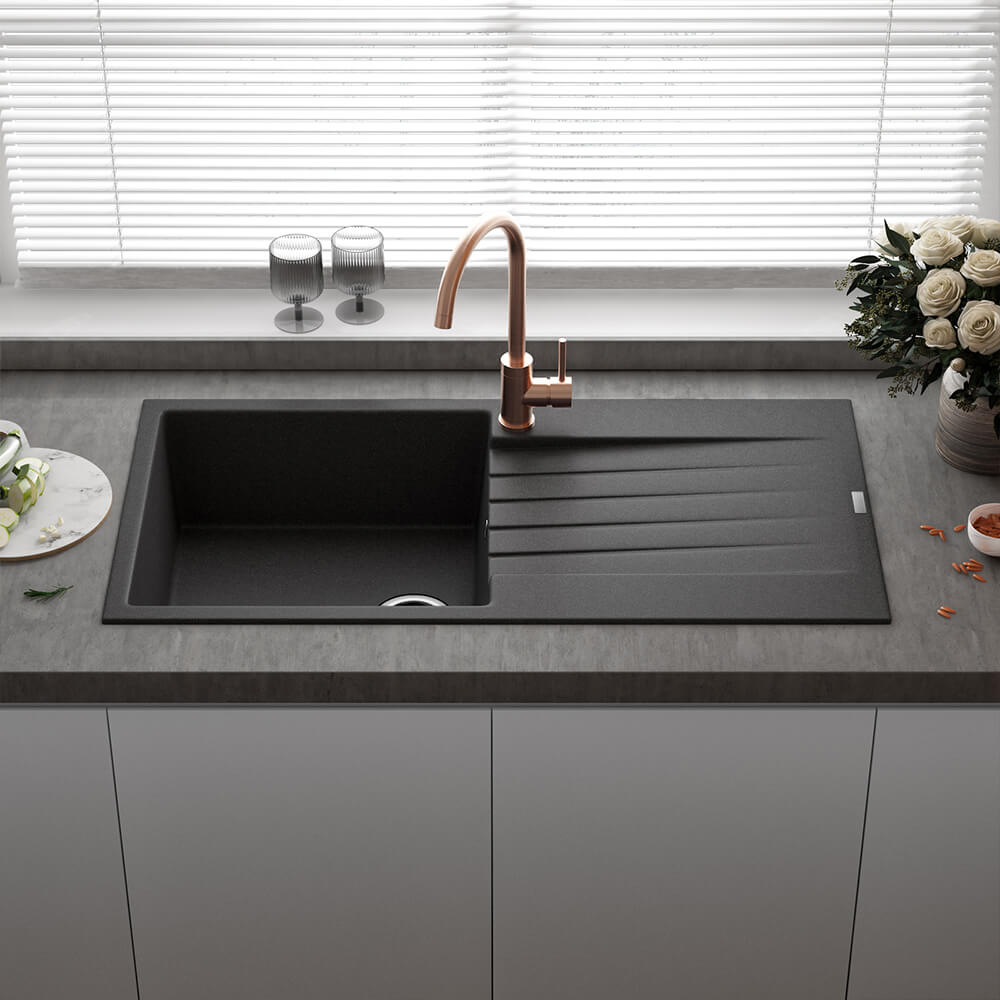 Reginox Harlem 1 Bowl Granite Composite Kitchen Sink & Waste Kit - 1000 x 500mm