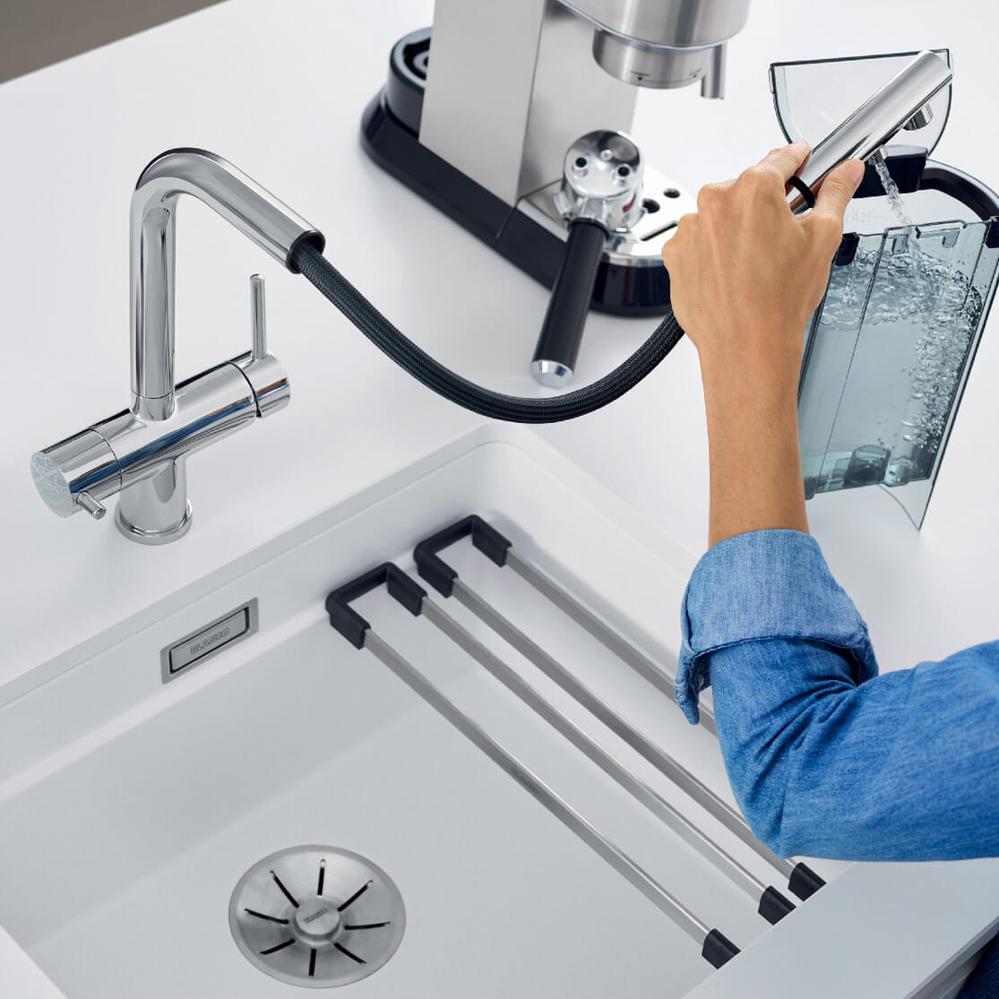 Blanco Fontas-S II 3-in-1 Warm, Cold and Filtered Cold Water Mono Pull Out Kitchen Mixer Tap