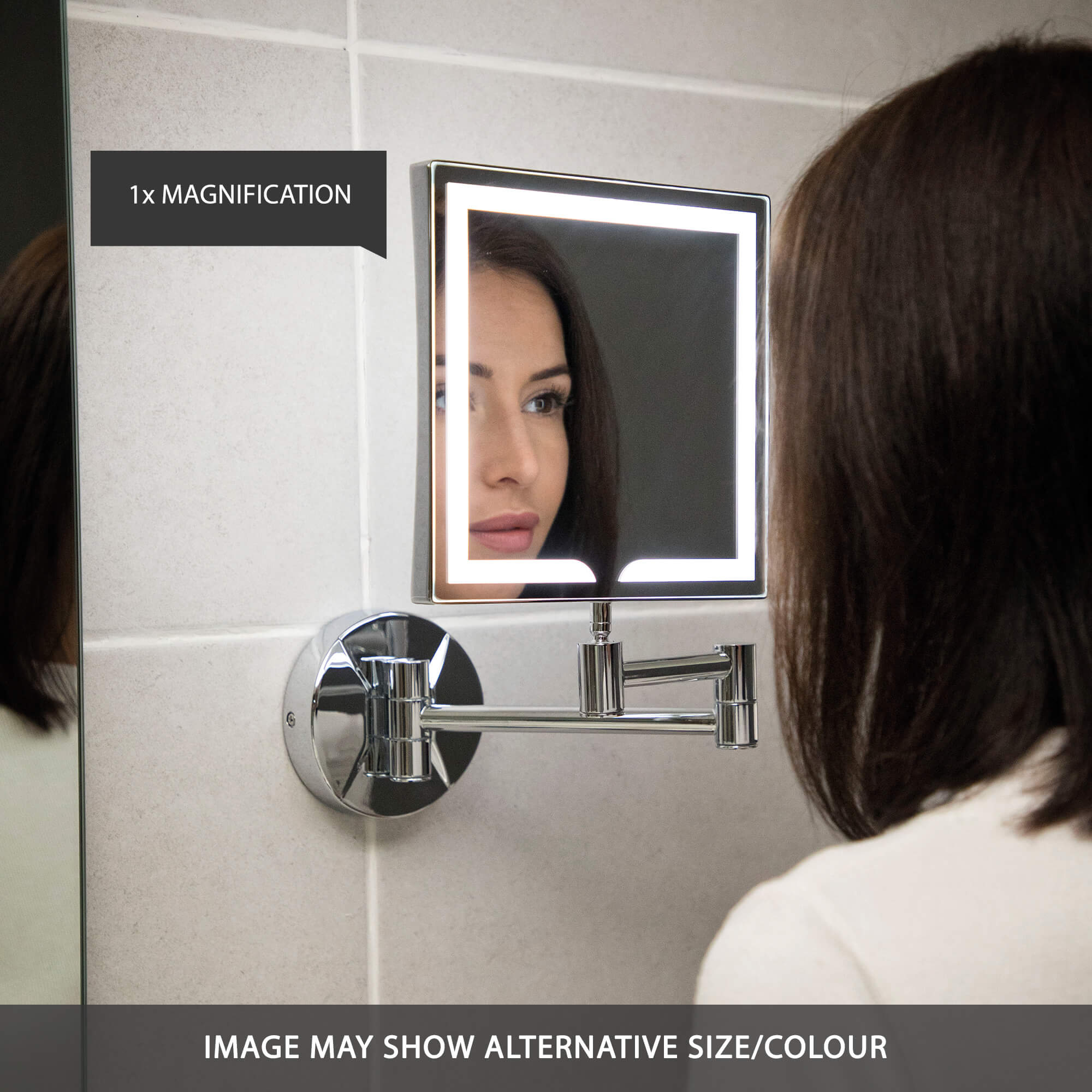 Vellamo LED Illuminated Matt Black Round Magnifying Wall Mirror