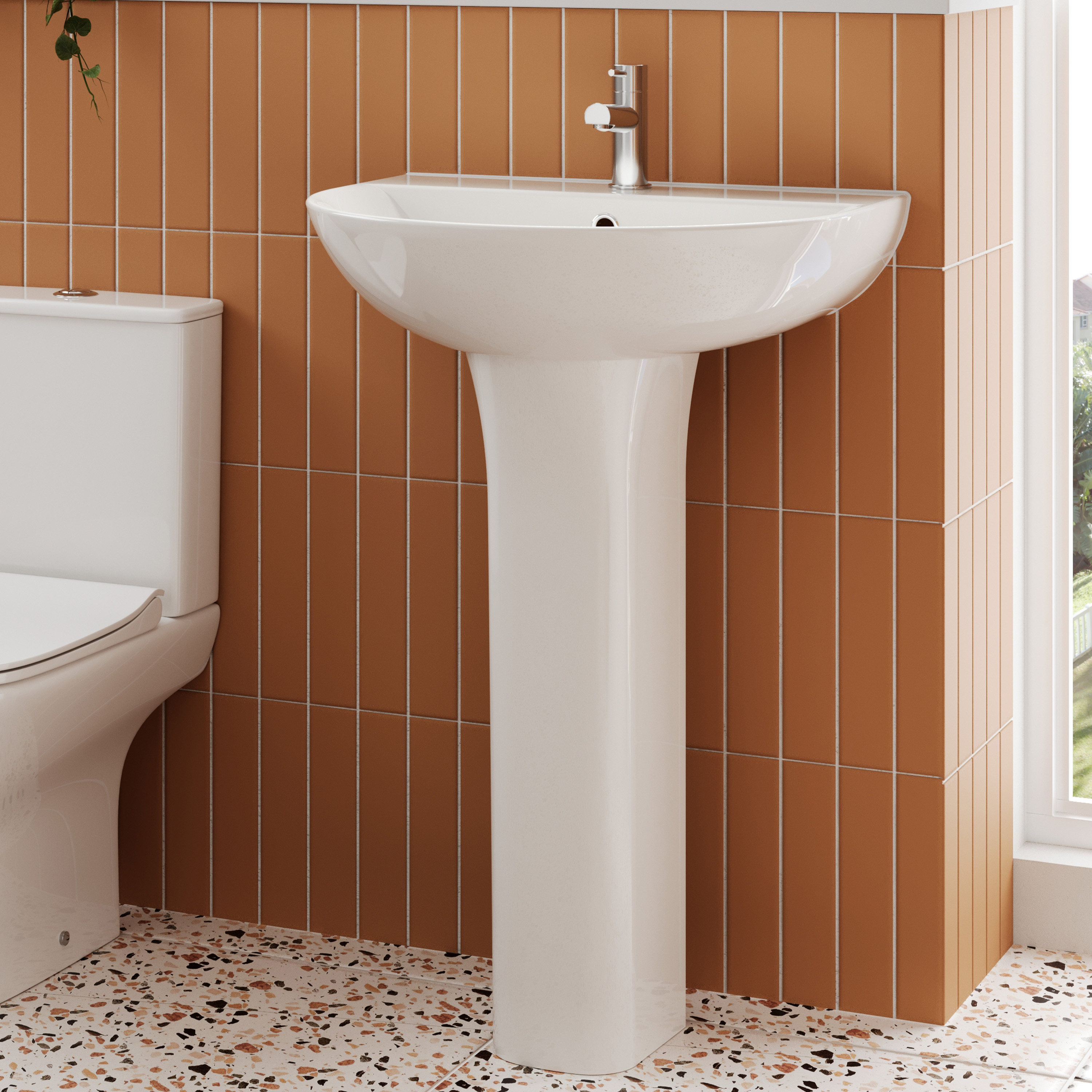 Harbour Acclaim 550mm 1 Tap Hole Basin & Full Pedestal