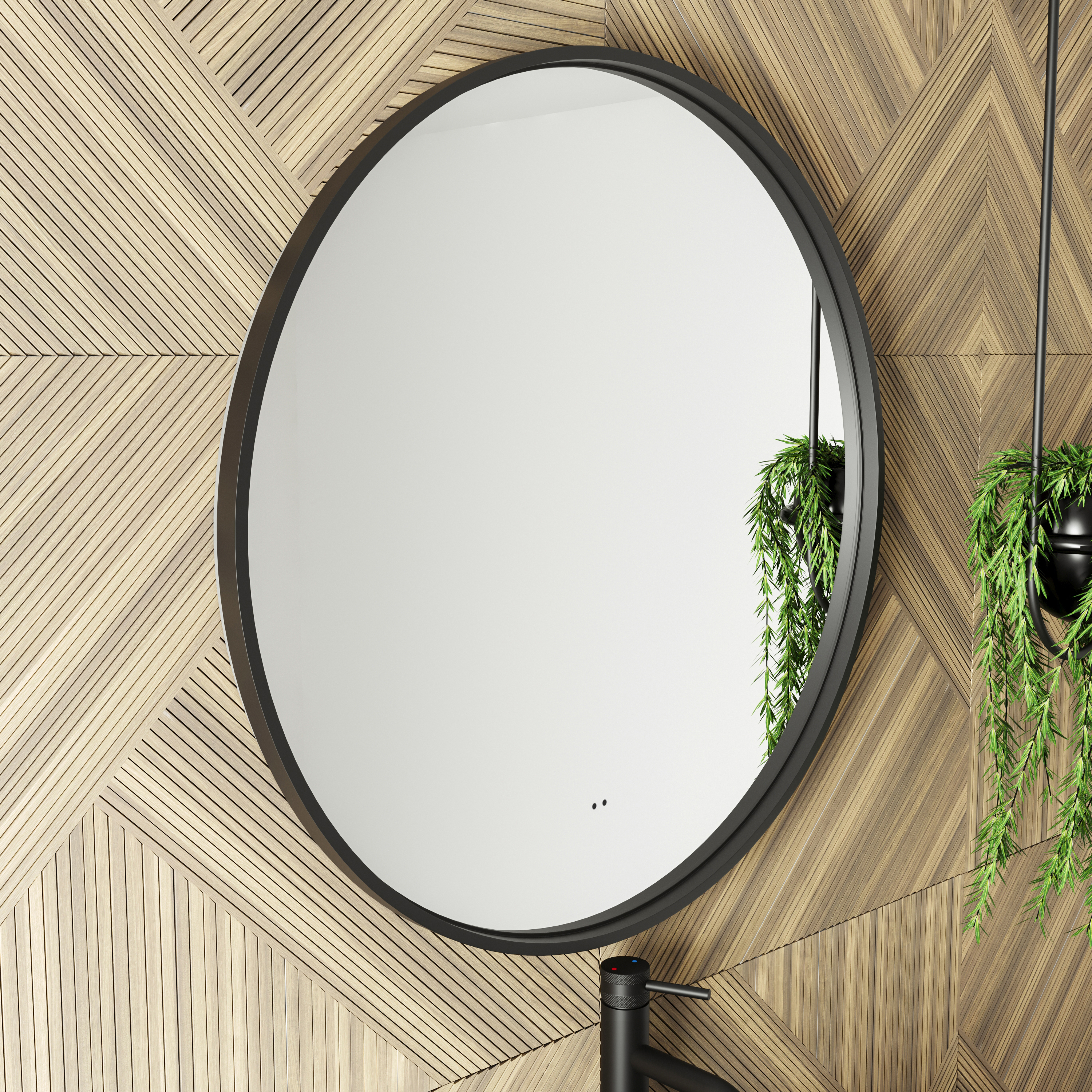 Core LED Illuminated Round Framed Mirror with Demister Pad & Colour Change Lights - 600mm