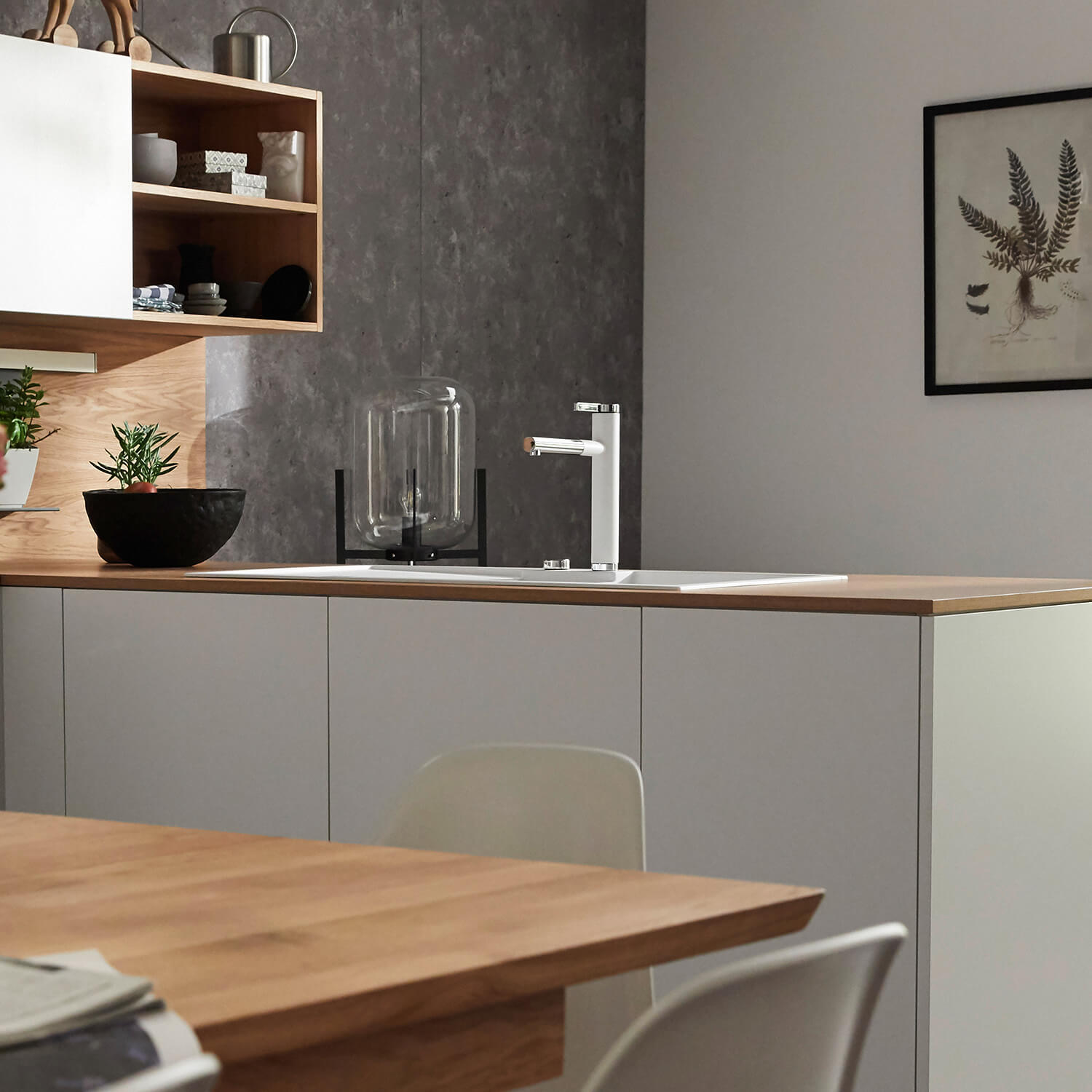 Blanco Linee-S Single Lever Pull Out Kitchen Mixer Tap with Silgranit Matching Finish