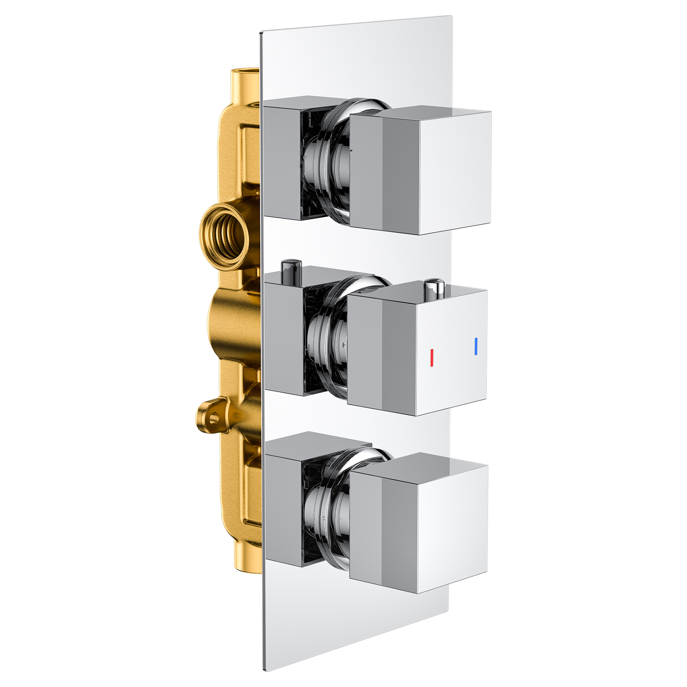 Harbour Status 2 Outlet Concealed Thermostatic Shower Valve (Three Handle) - Chrome