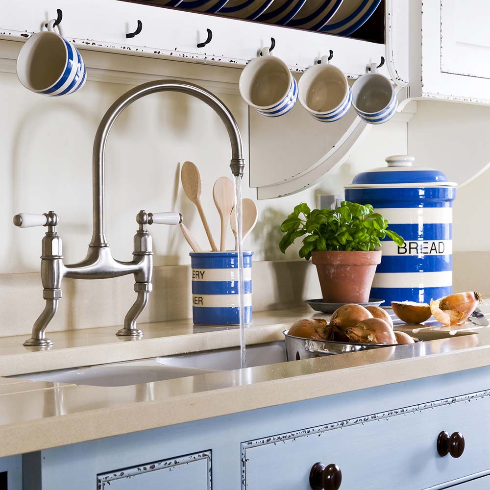 Perrin & Rowe Ionian 2 Hole Bridge Sink Mixer with Porcelain Levers