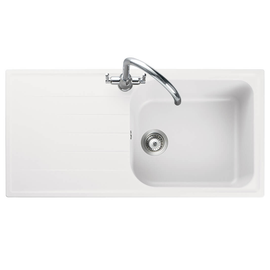 Rangemaster Amethyst Igneous Granite Large Single Bowl Kitchen Sink with Reversible Drainer & Waste Kit - 1000 x 500mm