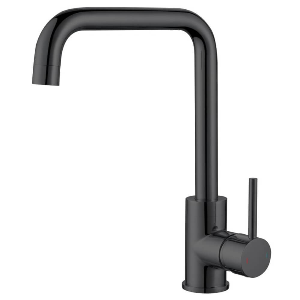 Reginox Harlem 1 Bowl Black Silvery Granite Composite Sink & Waste Kit and Vellamo Koro Black Mono Kitchen Mixer