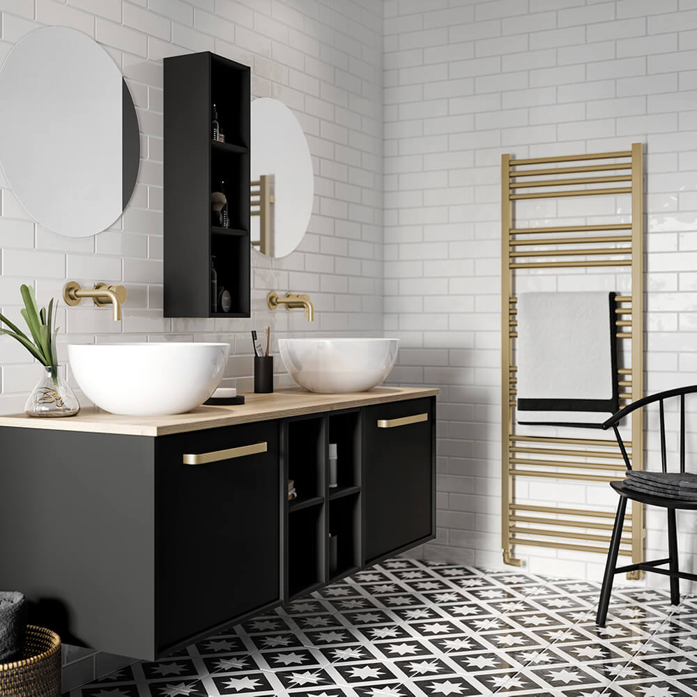 Crosswater MPRO Brushed Brass Heated Towel Rail
