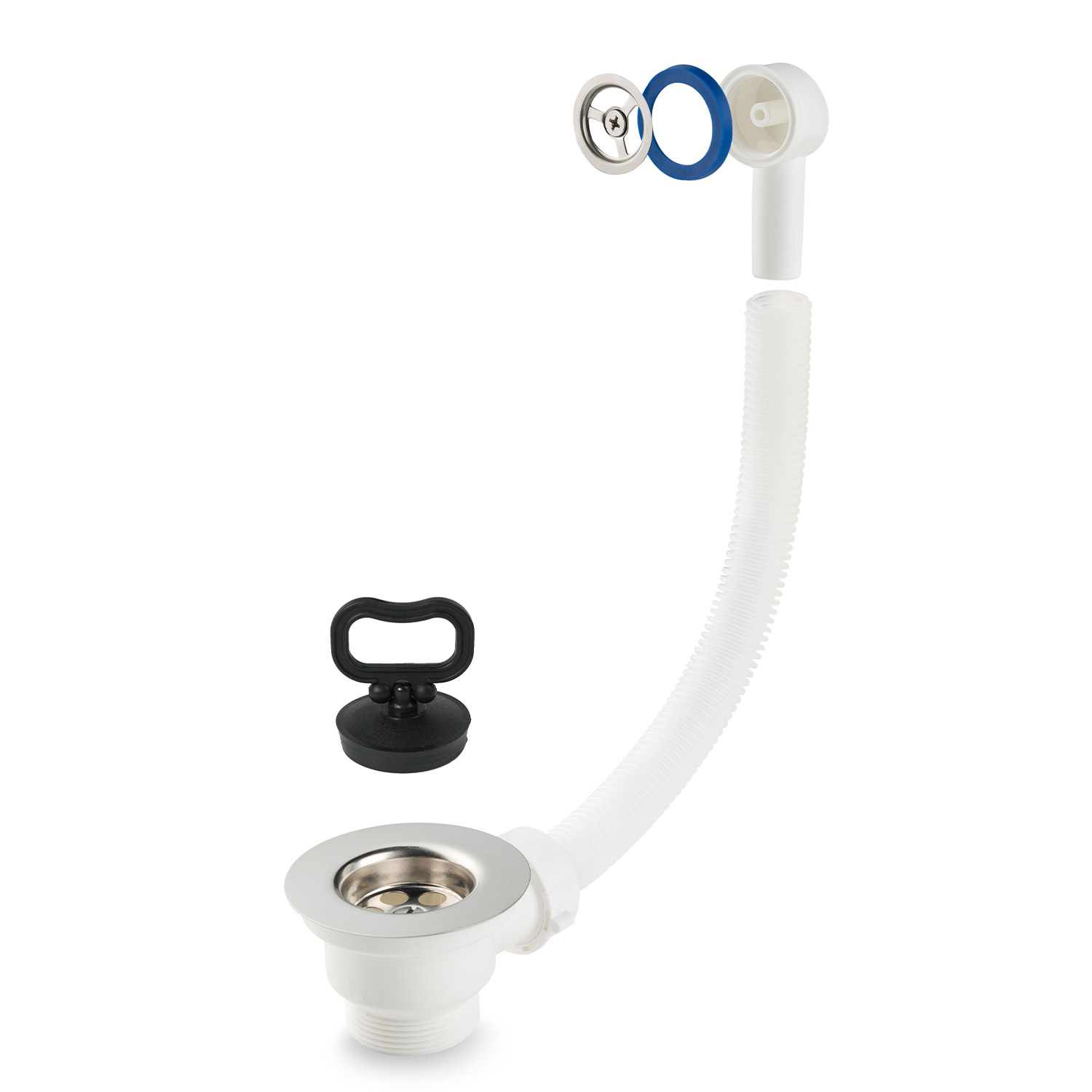 Leisure 1 Bowl 52mm Plug & Round Overflow Waste Kit - Chrome