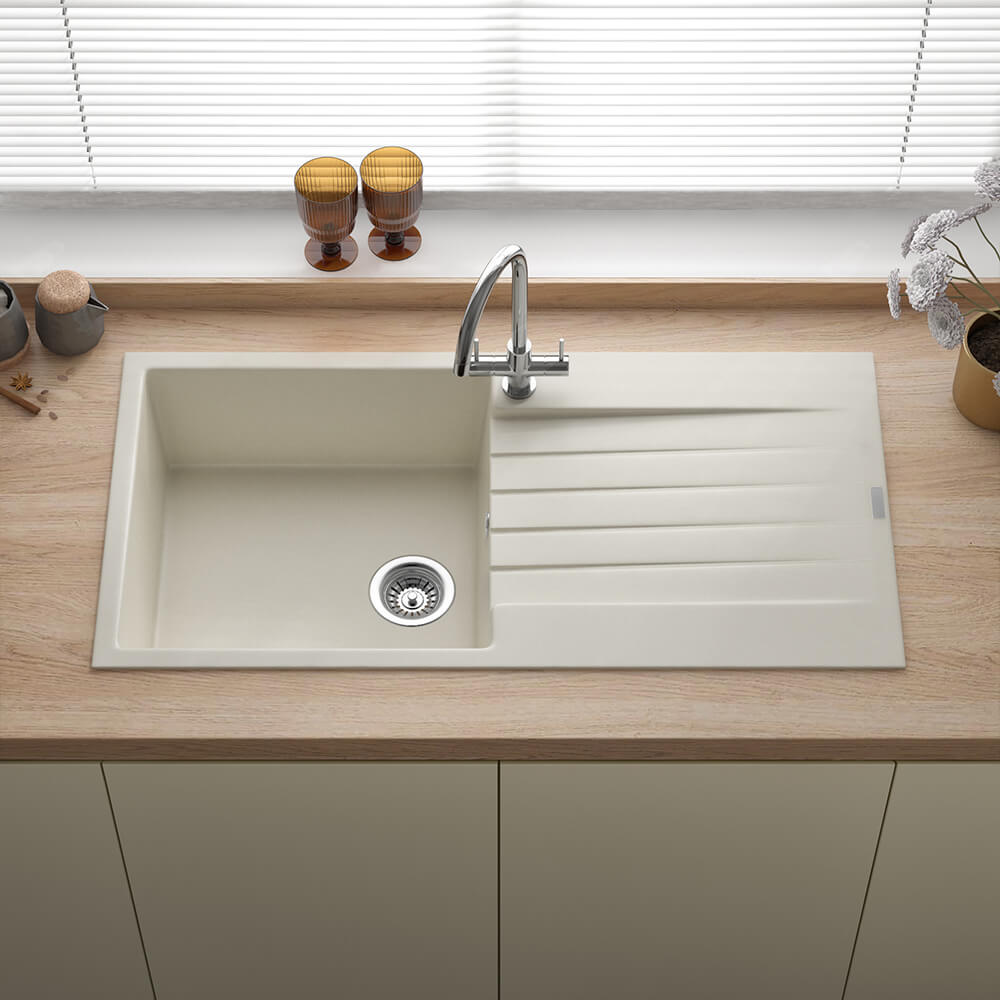 Reginox Harlem 1 Bowl Granite Composite Kitchen Sink & Waste Kit - 1000 x 500mm
