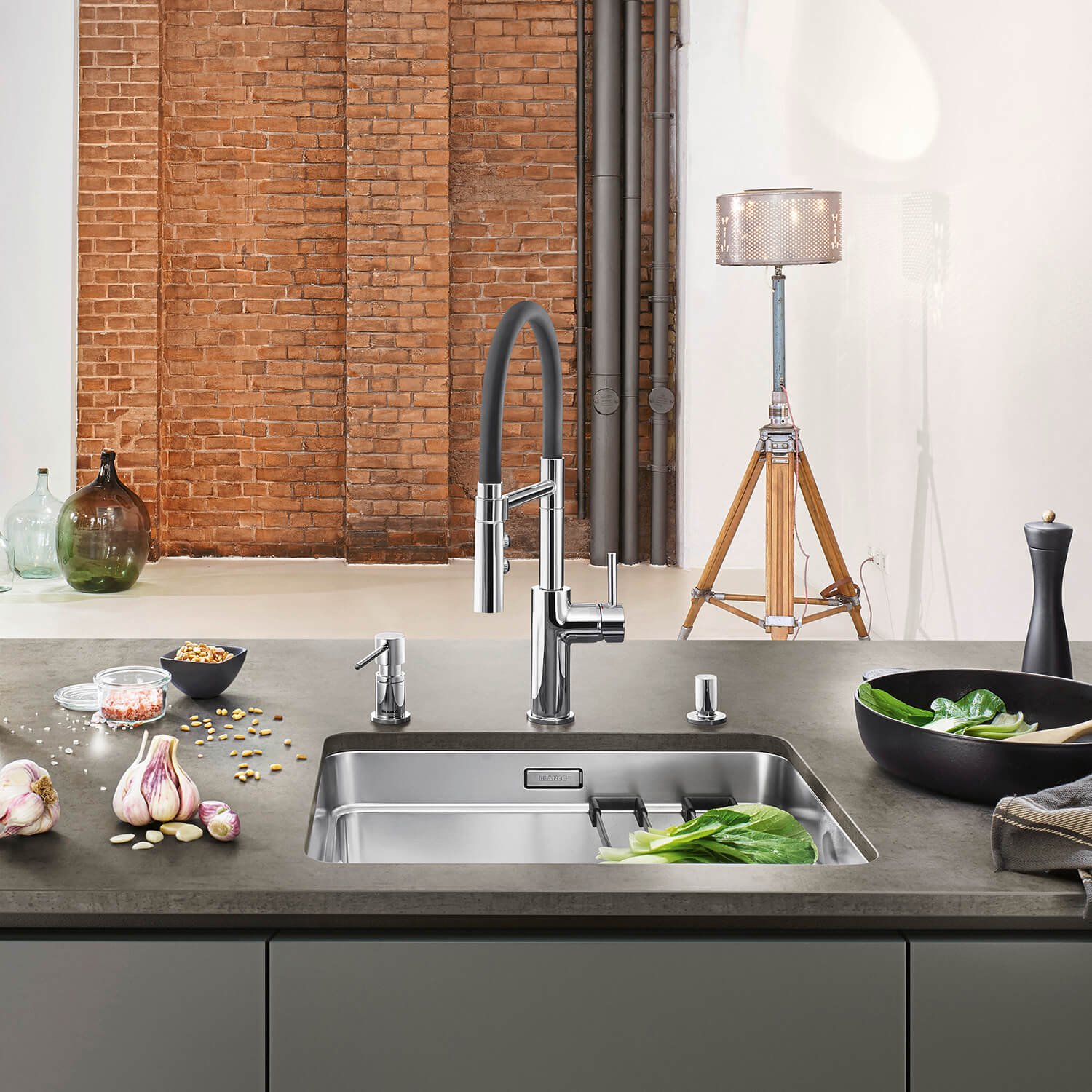 Blanco Catris-S Flexo Single Lever Pull Out Kitchen Mixer Tap with Dual Spray