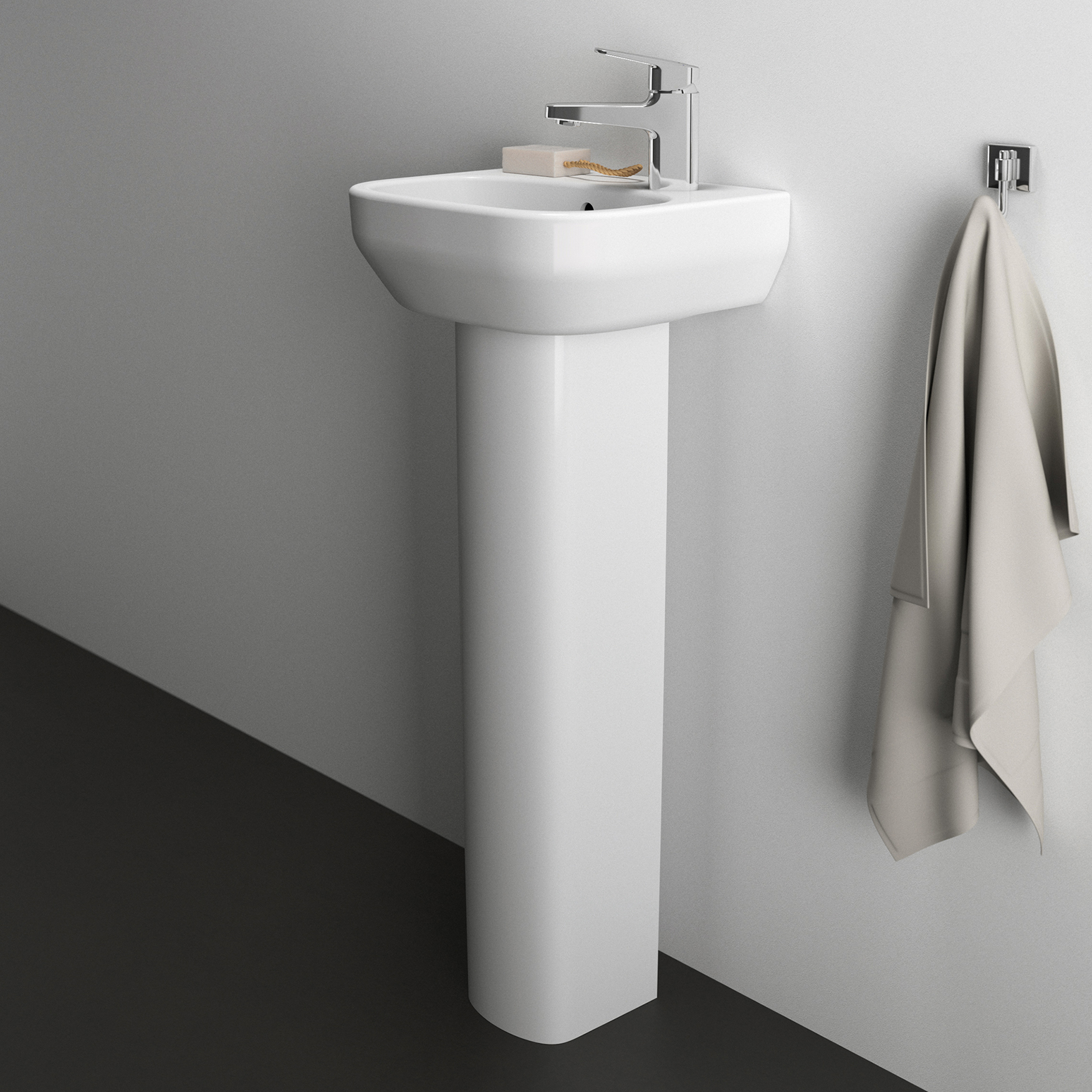 Ideal Standard i.life A 350mm Cloakroom Basin & Pedestal - Left or Right Hand Tap Hole