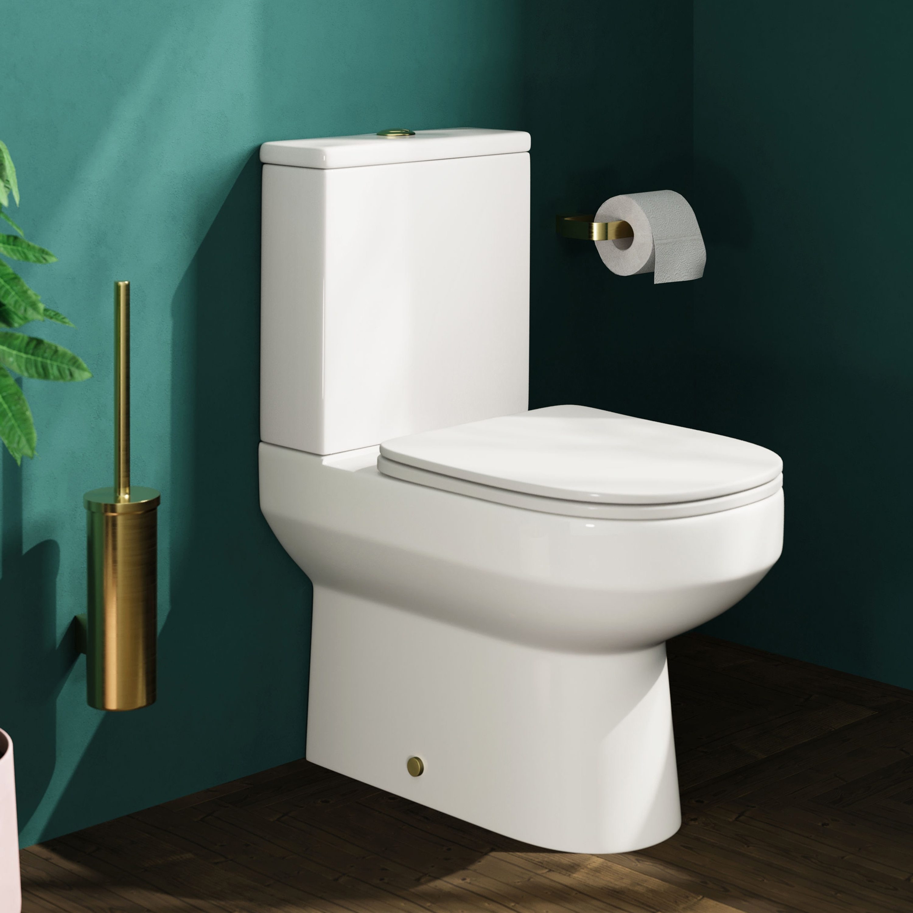 Lorraine Rimless Back To Wall Close Coupled Toilet & Soft Close Seat