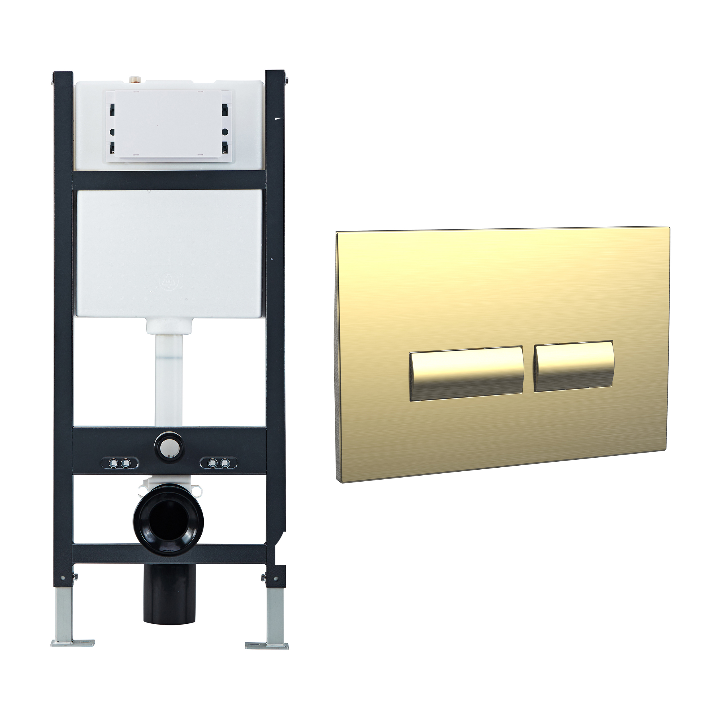 Drench Wall Hung Toilet Frame, Pneumatic Concealed Cistern & Dual Flush Plate with Angular Buttons