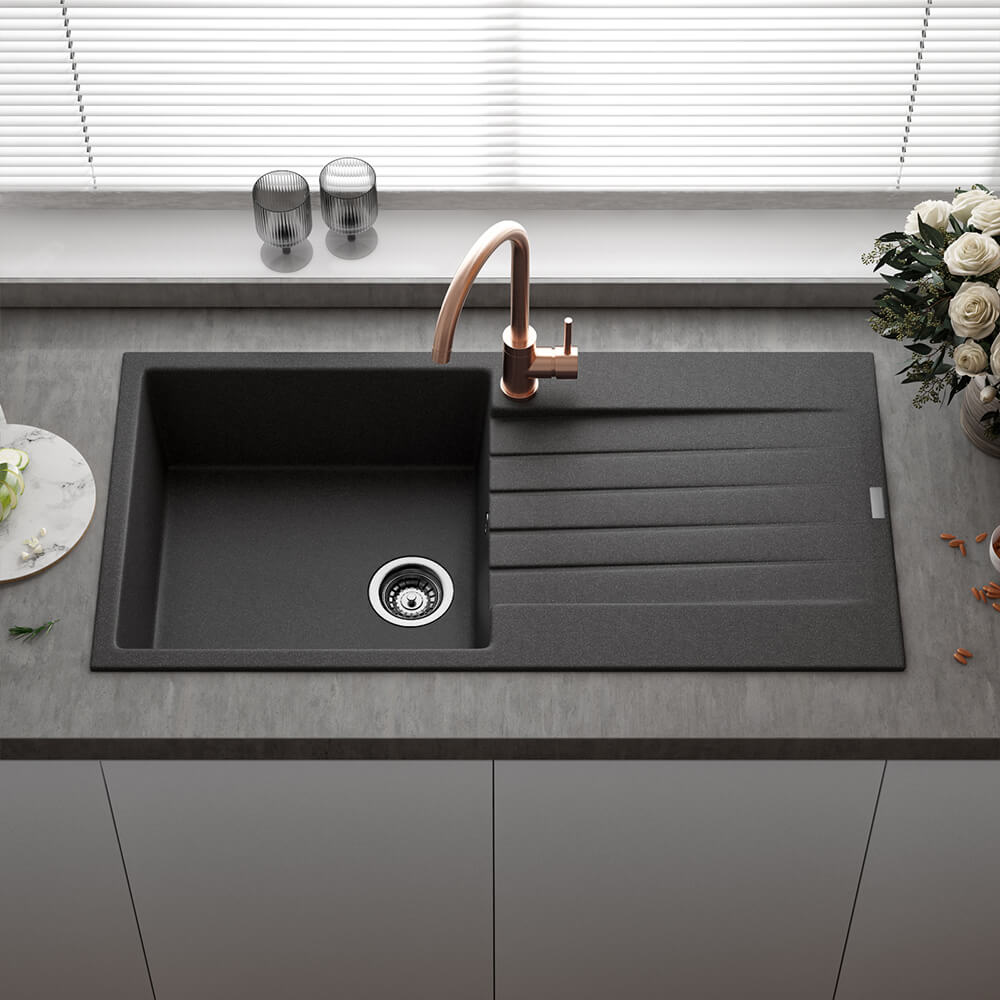 Reginox Harlem 1 Bowl Granite Composite Kitchen Sink & Waste Kit - 1000 x 500mm